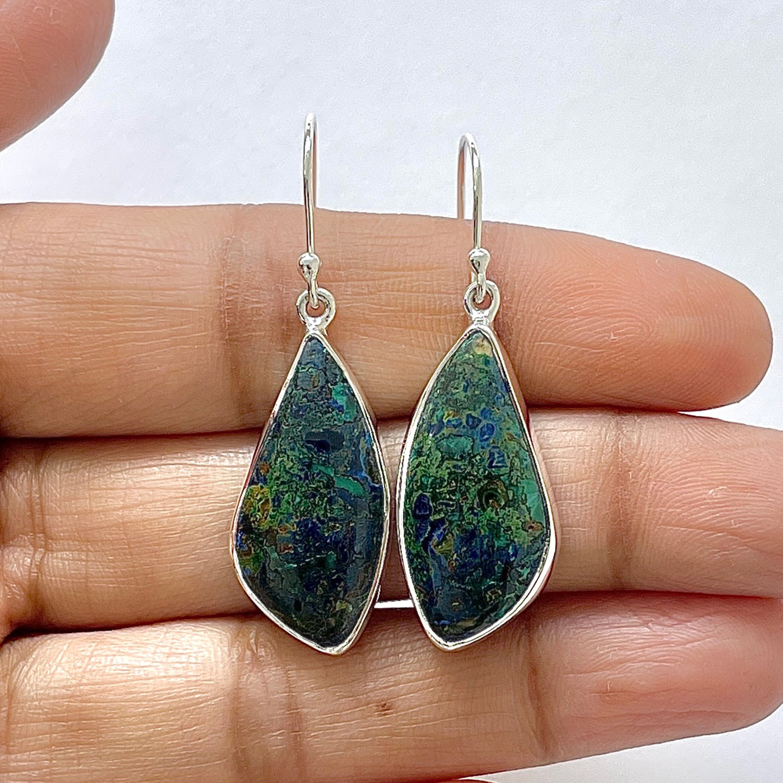 Azurite Malachite Earring-(AZM-3-1)