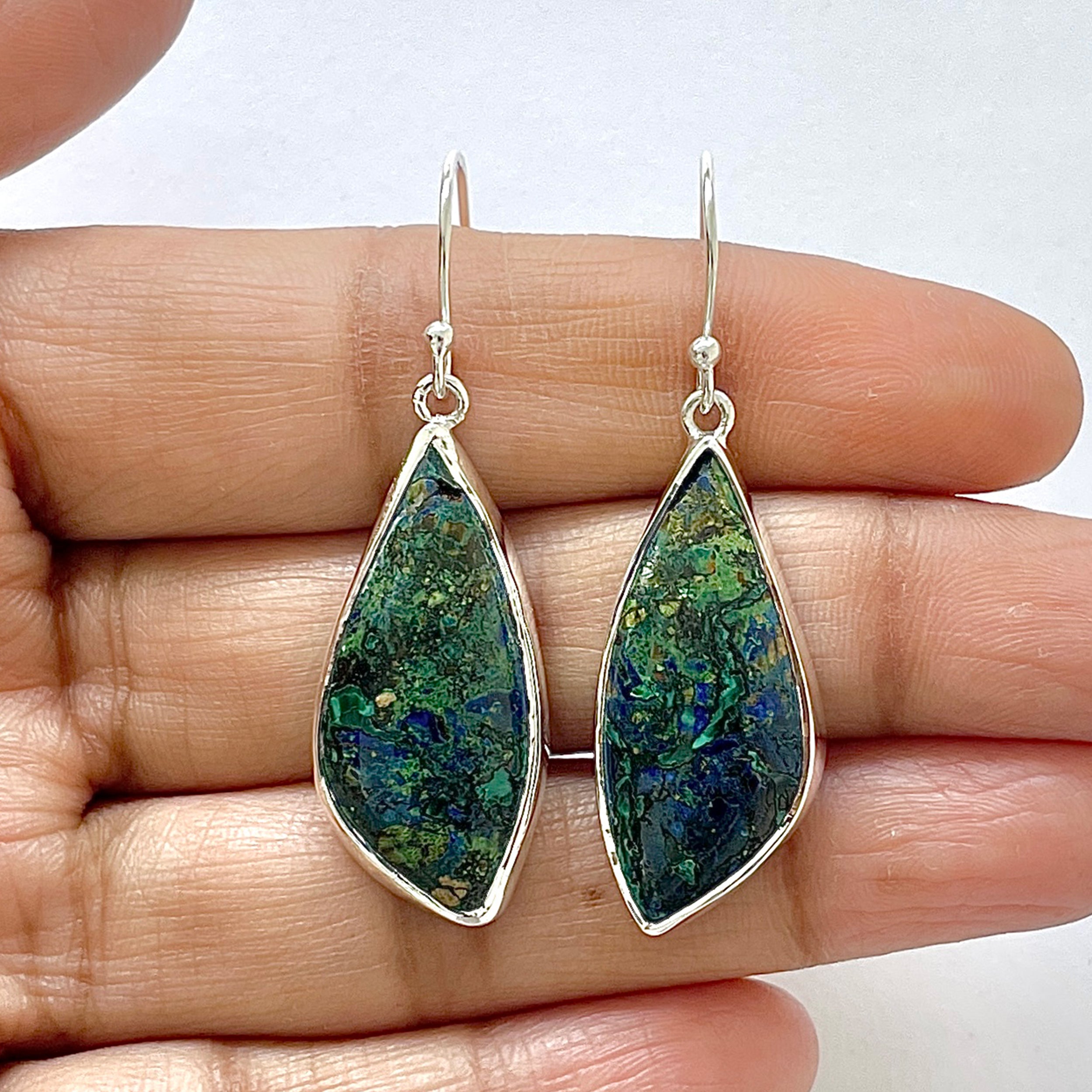 Azurite Malachite Earring-(AZM-3-3)