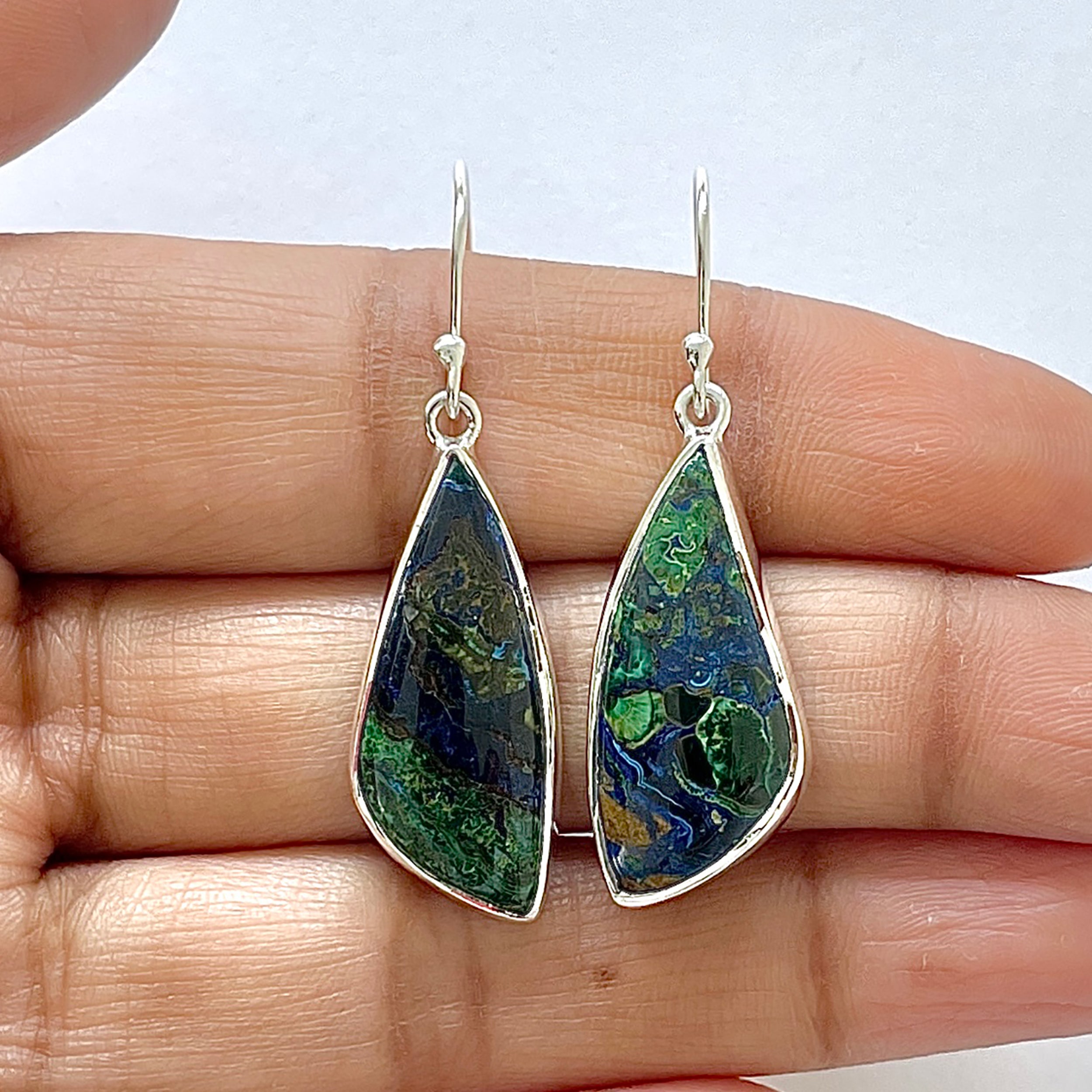 Azurite Malachite Earring-(AZM-3-4)