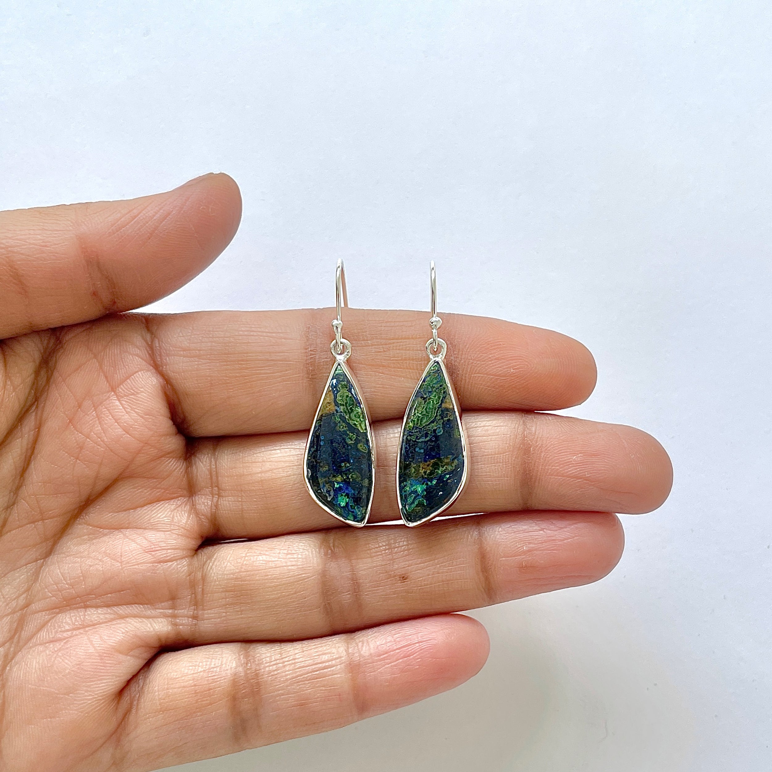 Azurite Malachite Earring-(AZM-3-6)