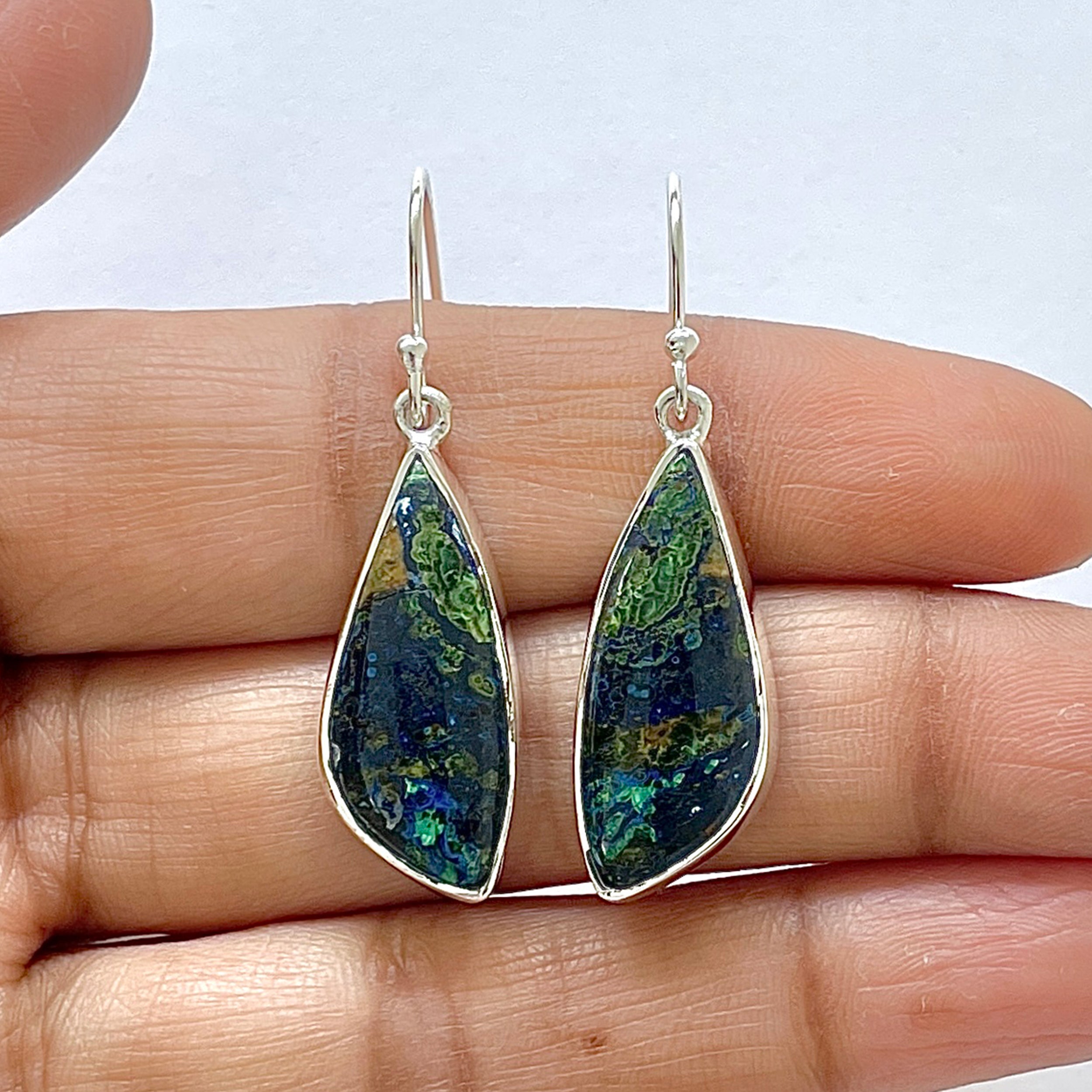 Azurite Malachite Earring-(AZM-3-6)