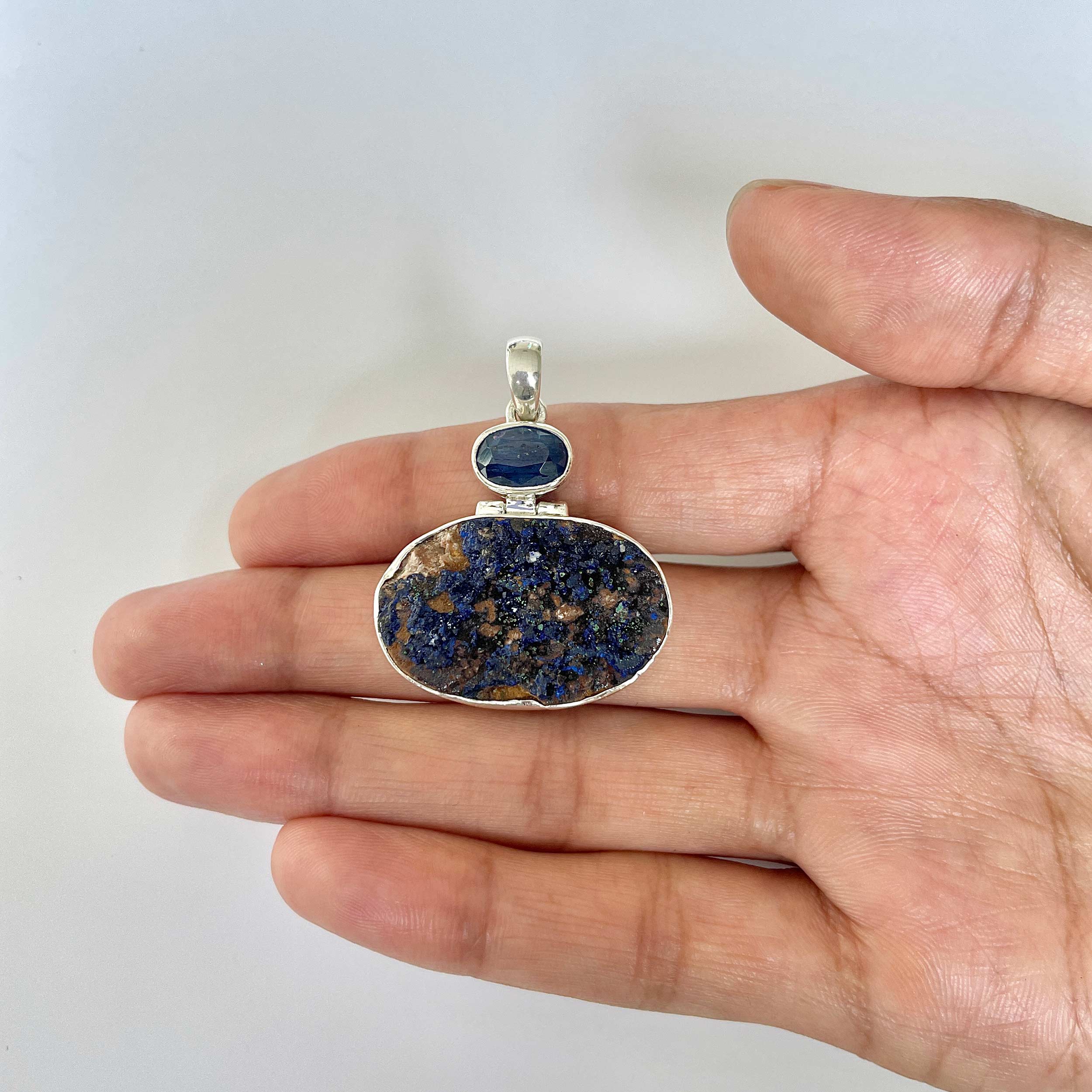 Azurite Druzy Pendant-(AZR-1-12)