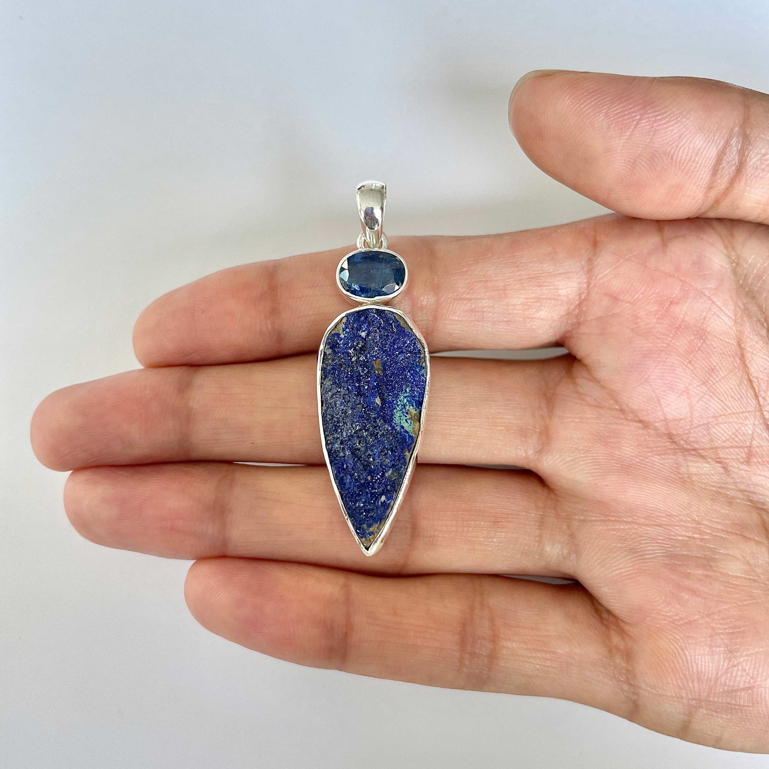 Azurite Druzy Pendant-(AZR-1-27)