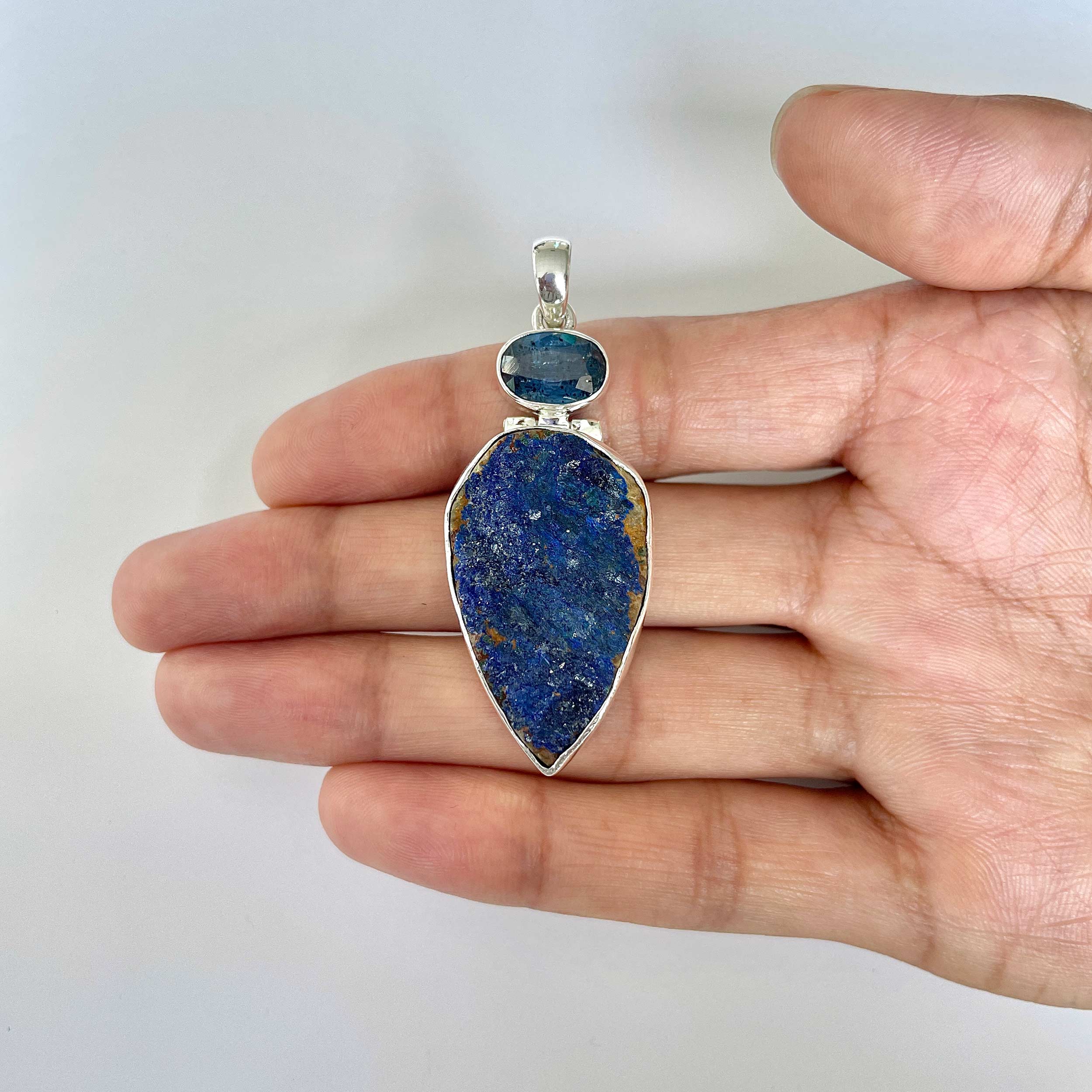 Azurite Druzy Pendant-(AZR-1-3)