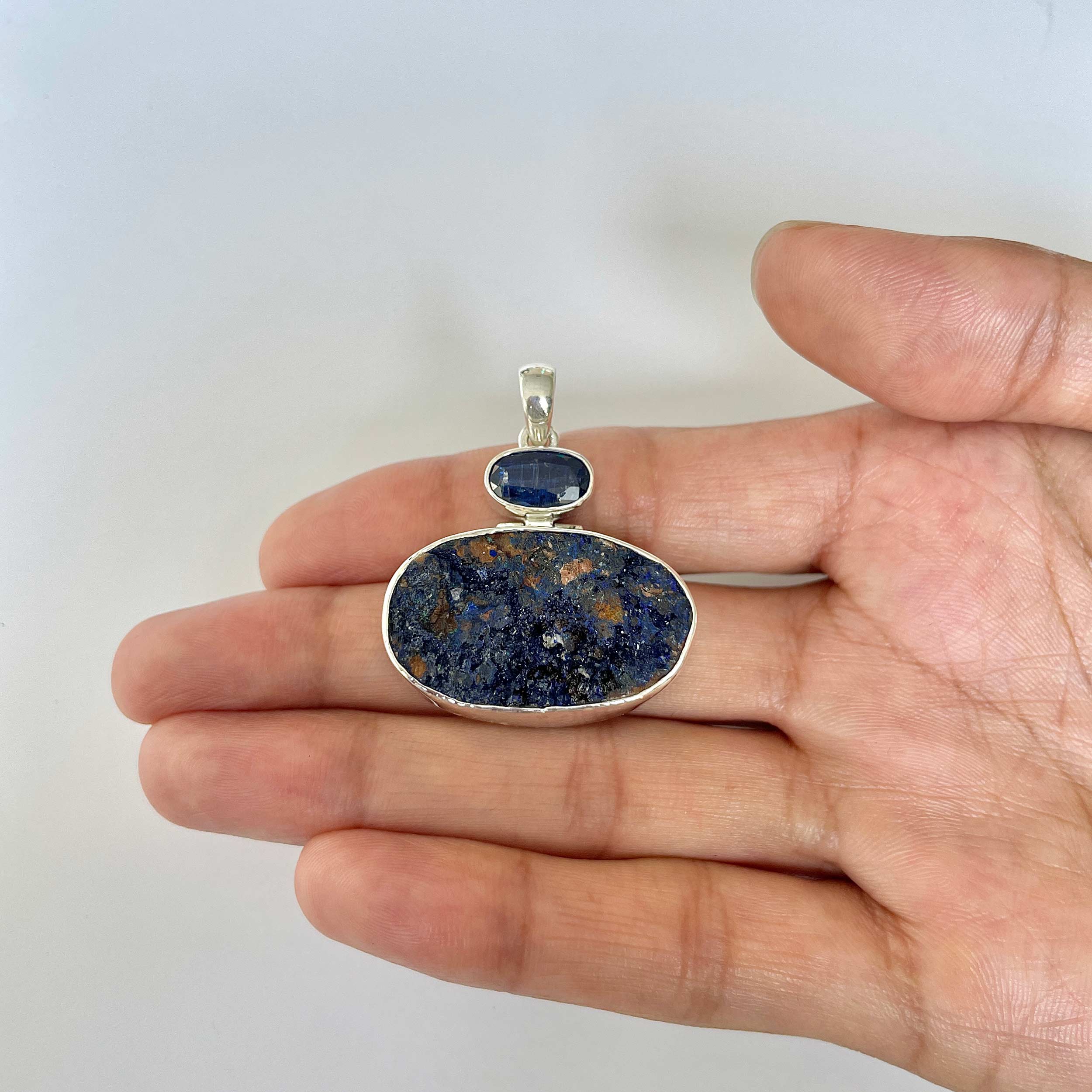Azurite Druzy Pendant-(AZR-1-31)