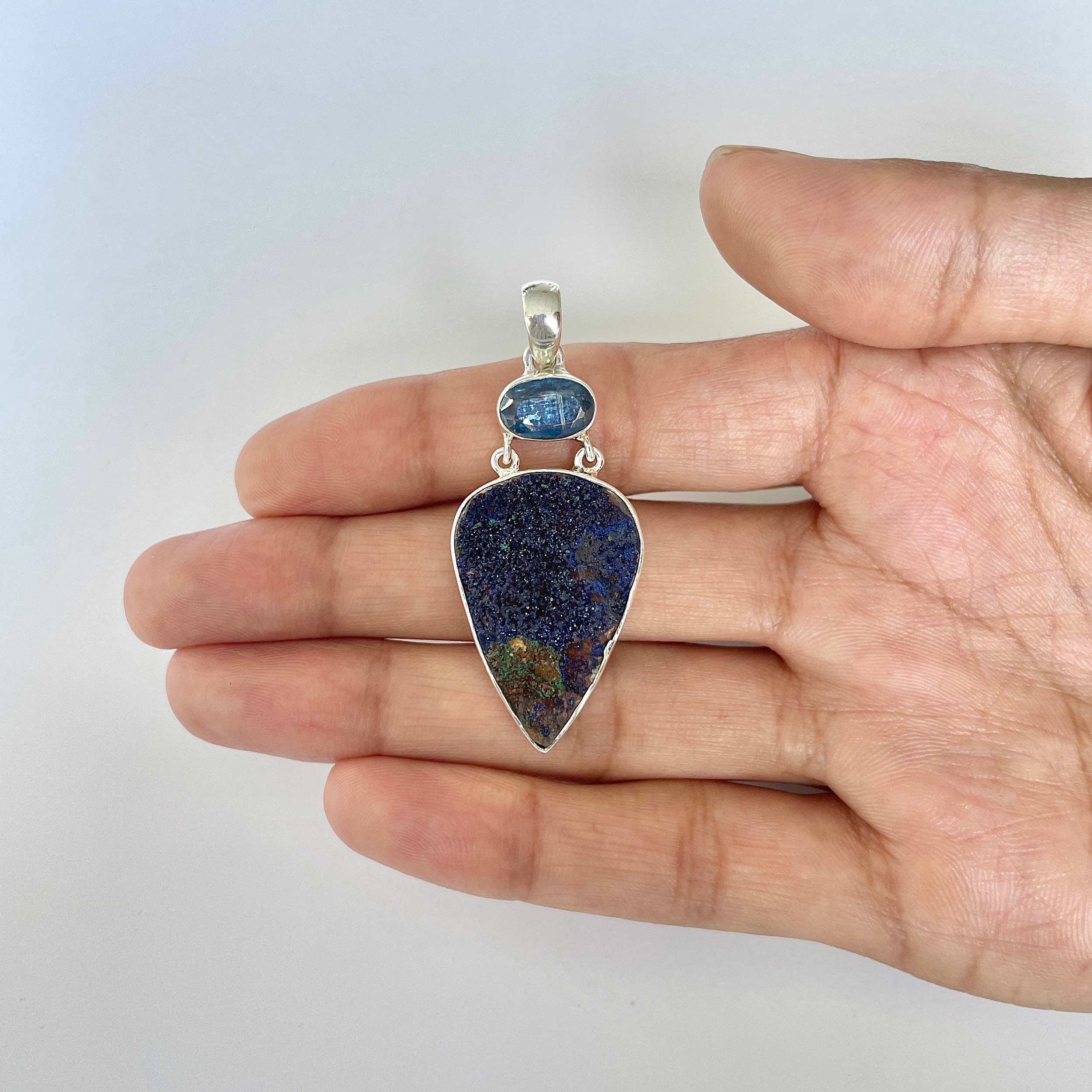 Azurite Druzy Pendant-(AZR-1-32)