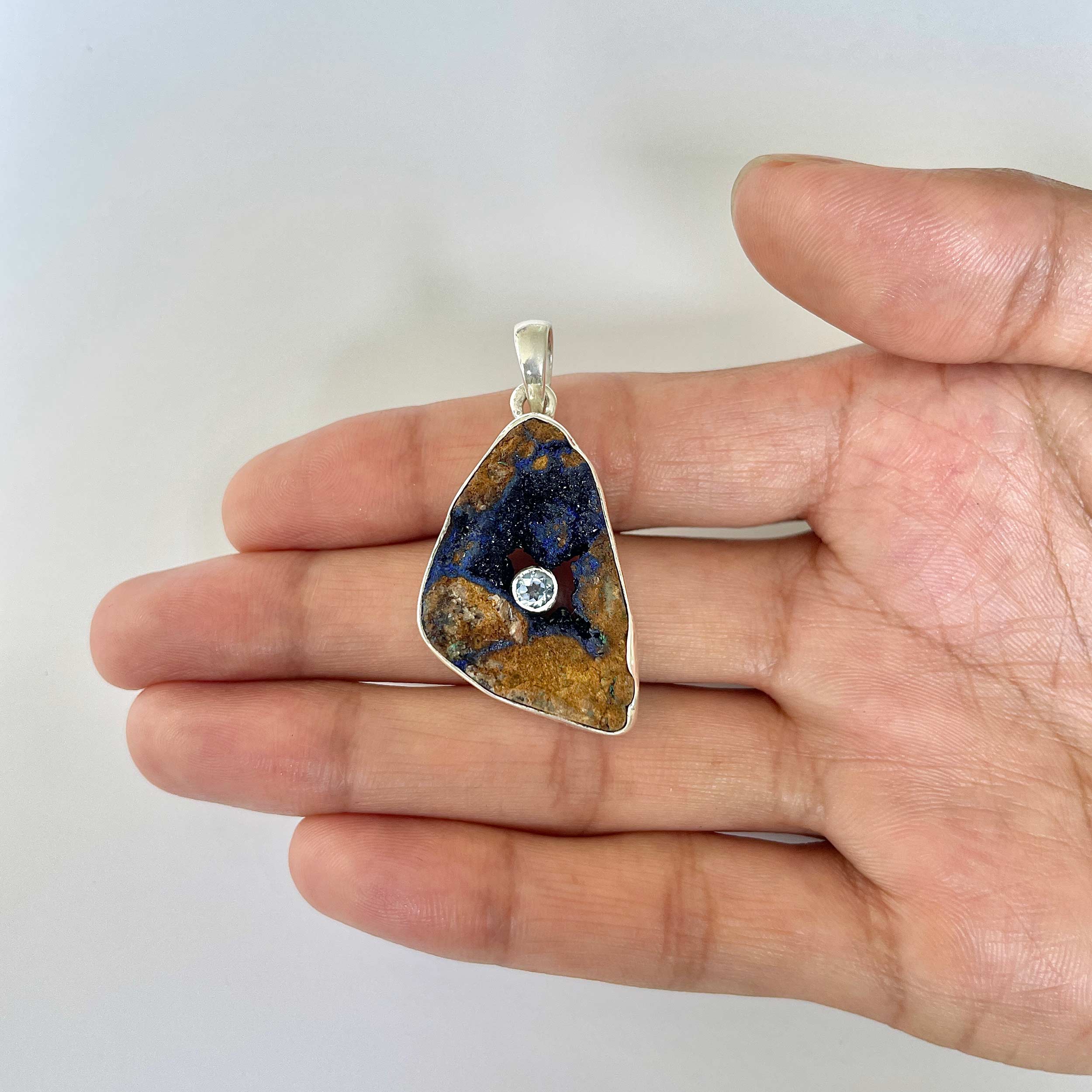 Azurite Druzy Pendant-(AZR-1-34)