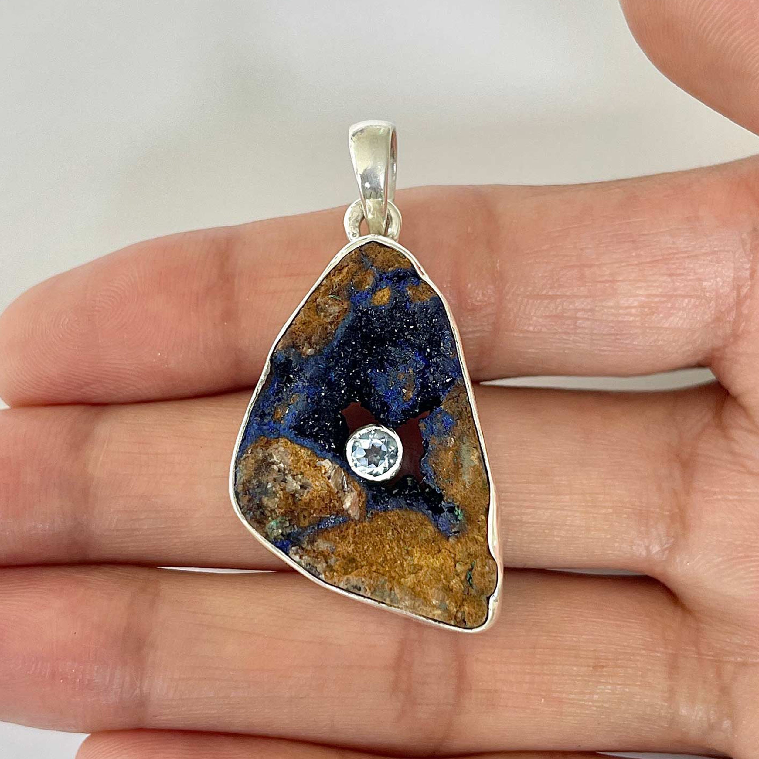 Azurite Druzy Pendant-(AZR-1-34)
