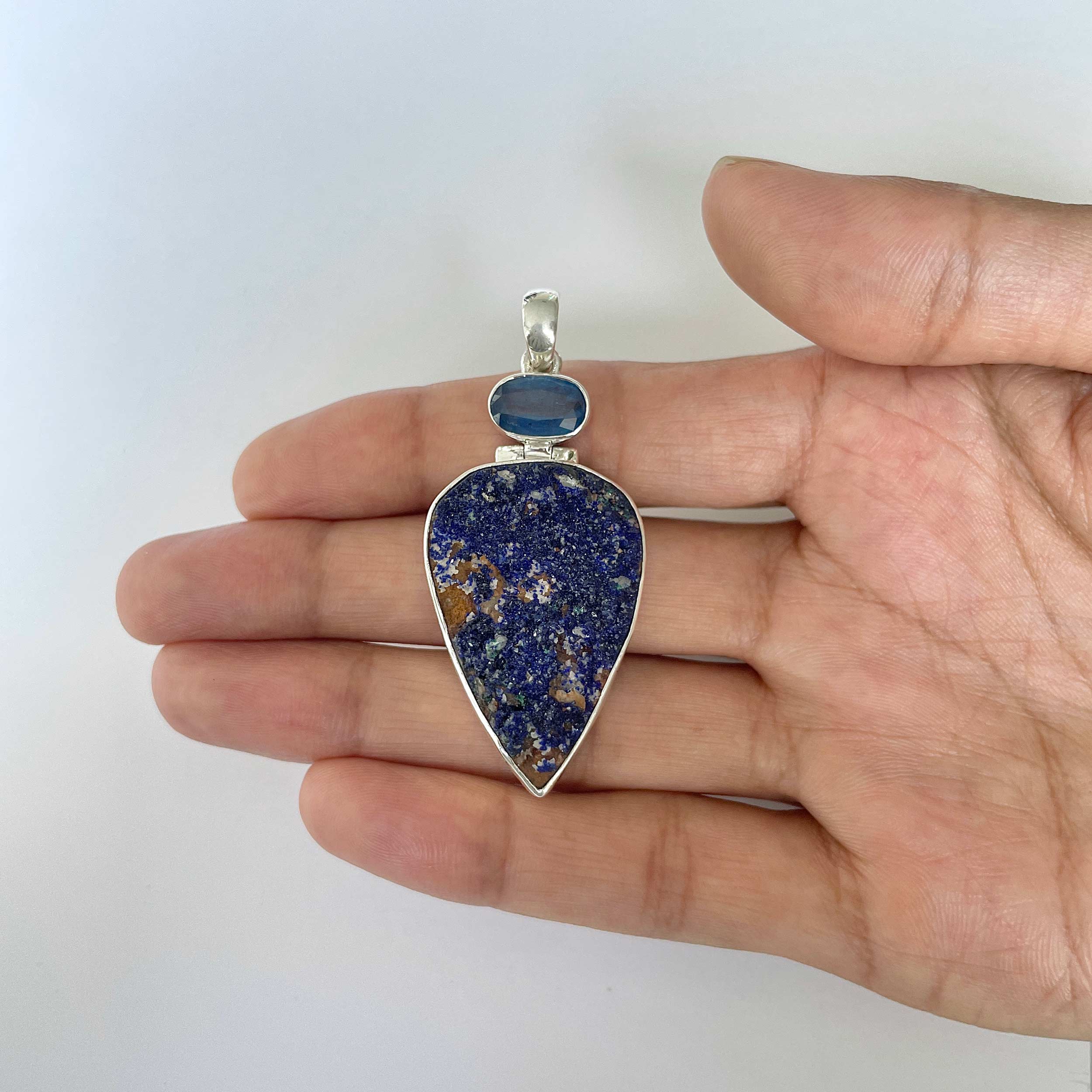 Azurite Druzy Pendant-(AZR-1-35)