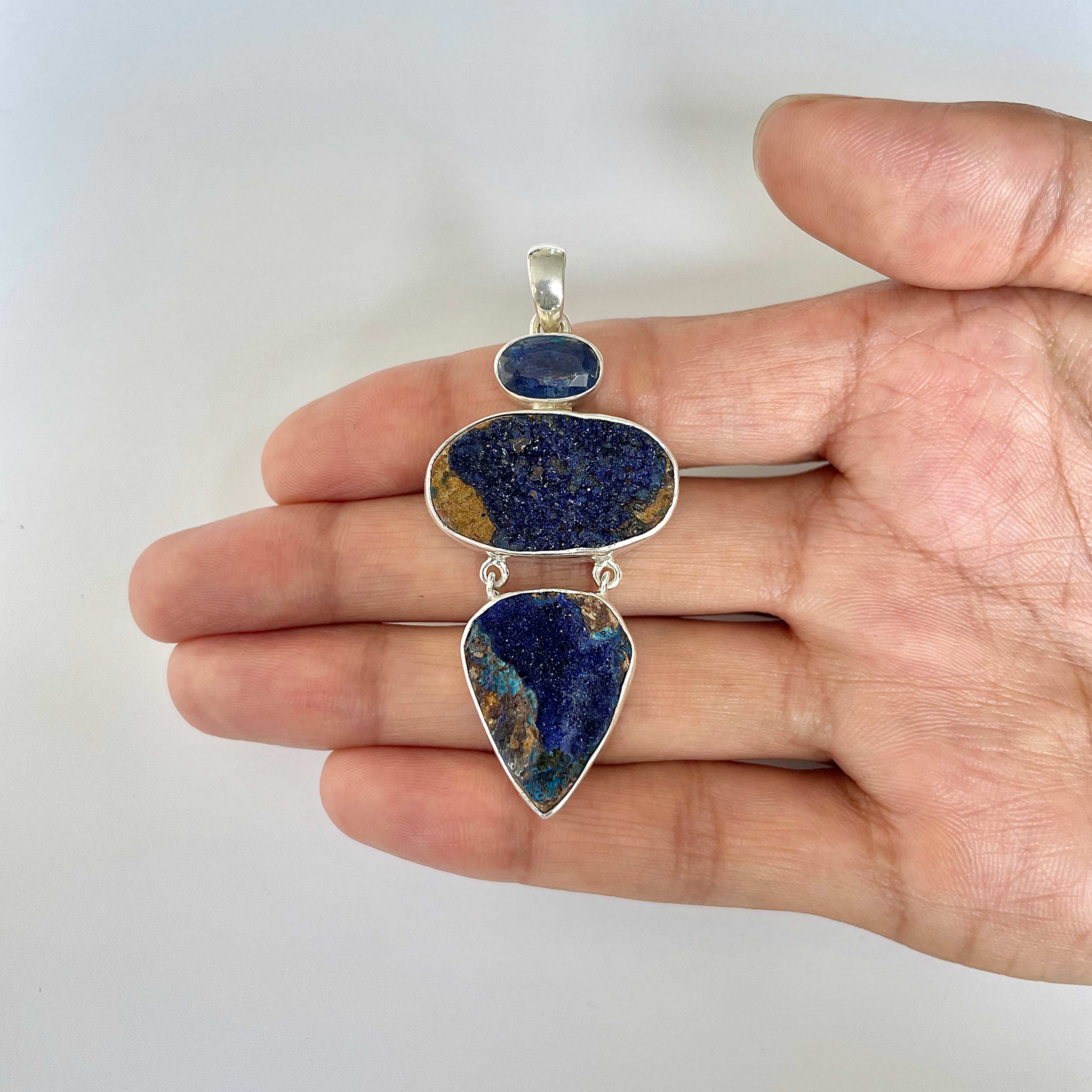 Azurite Druzy Pendant-(AZR-1-37)