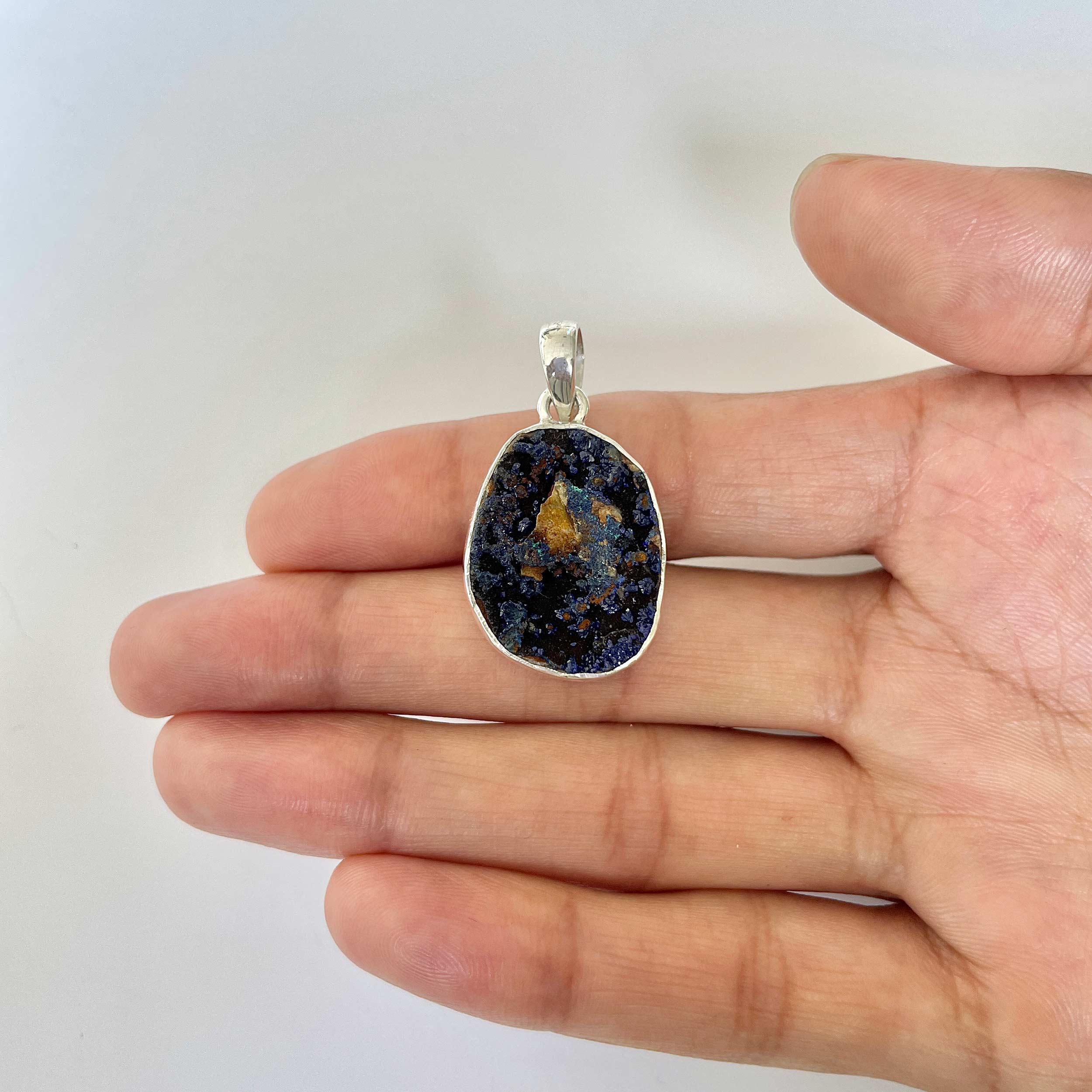 Azurite Druzy Pendant-(AZR-1-39)