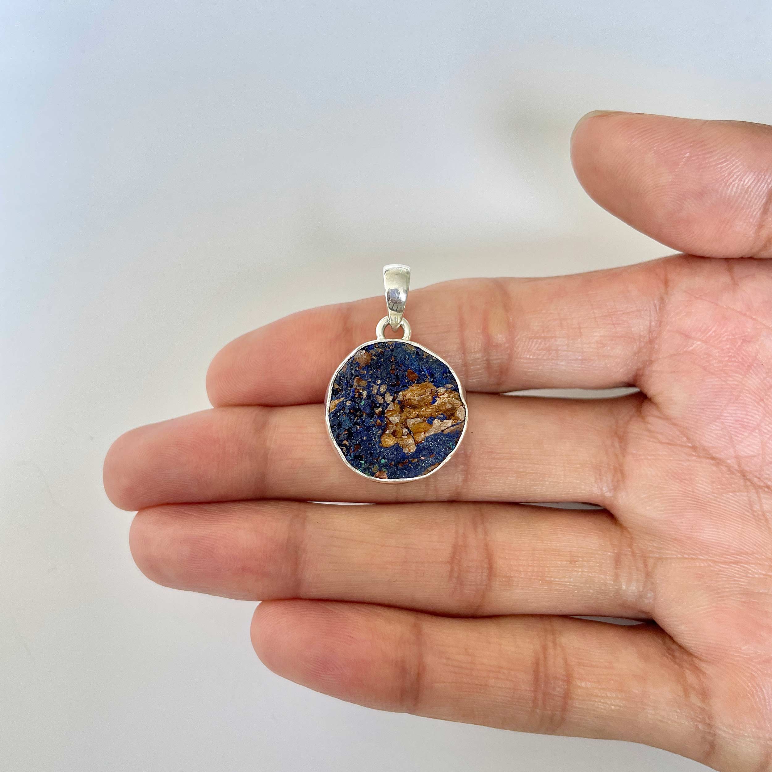 Azurite Druzy Pendant-(AZR-1-40)