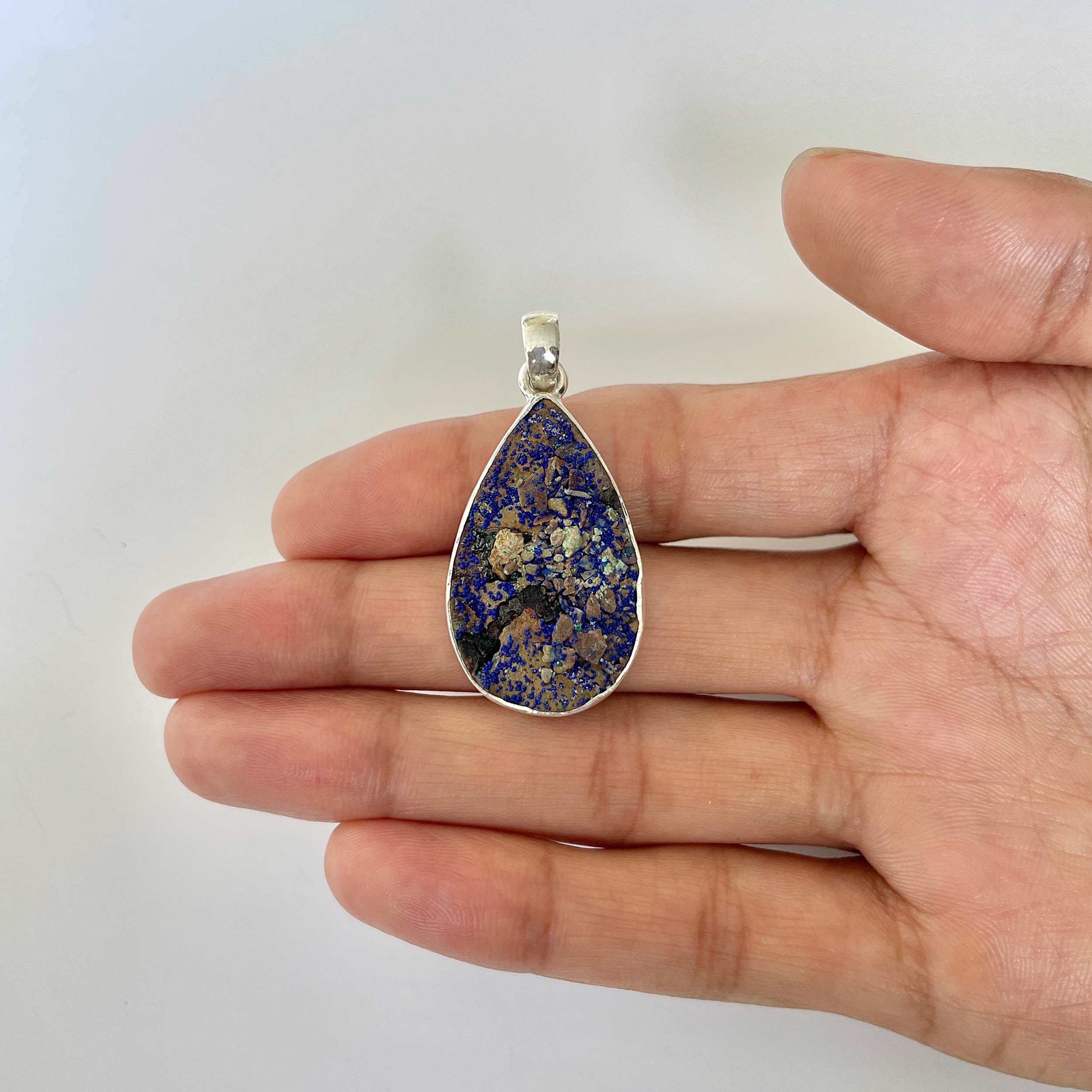 Azurite Druzy Pendant-(AZR-1-41)