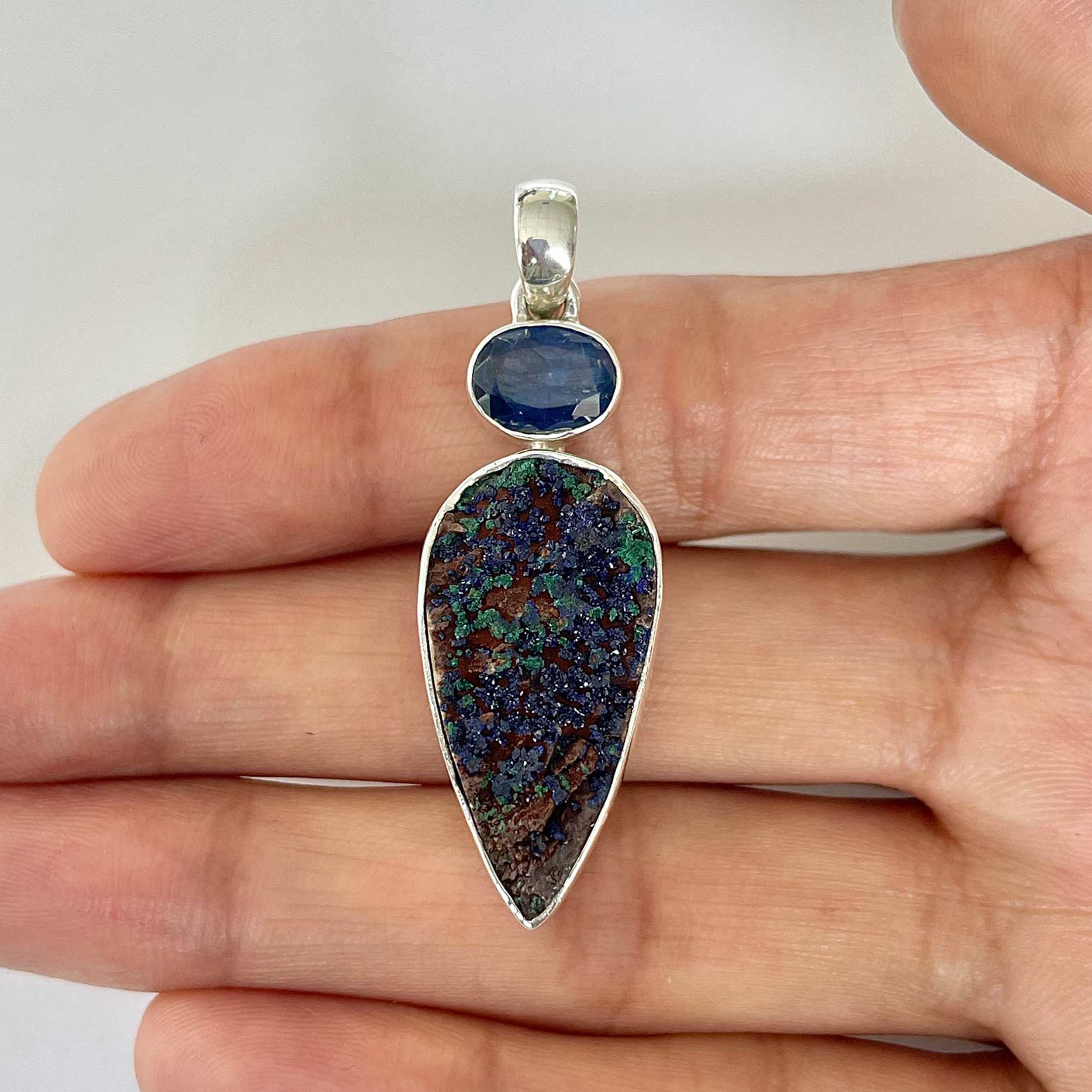 Azurite Druzy Pendant-(AZR-1-5)