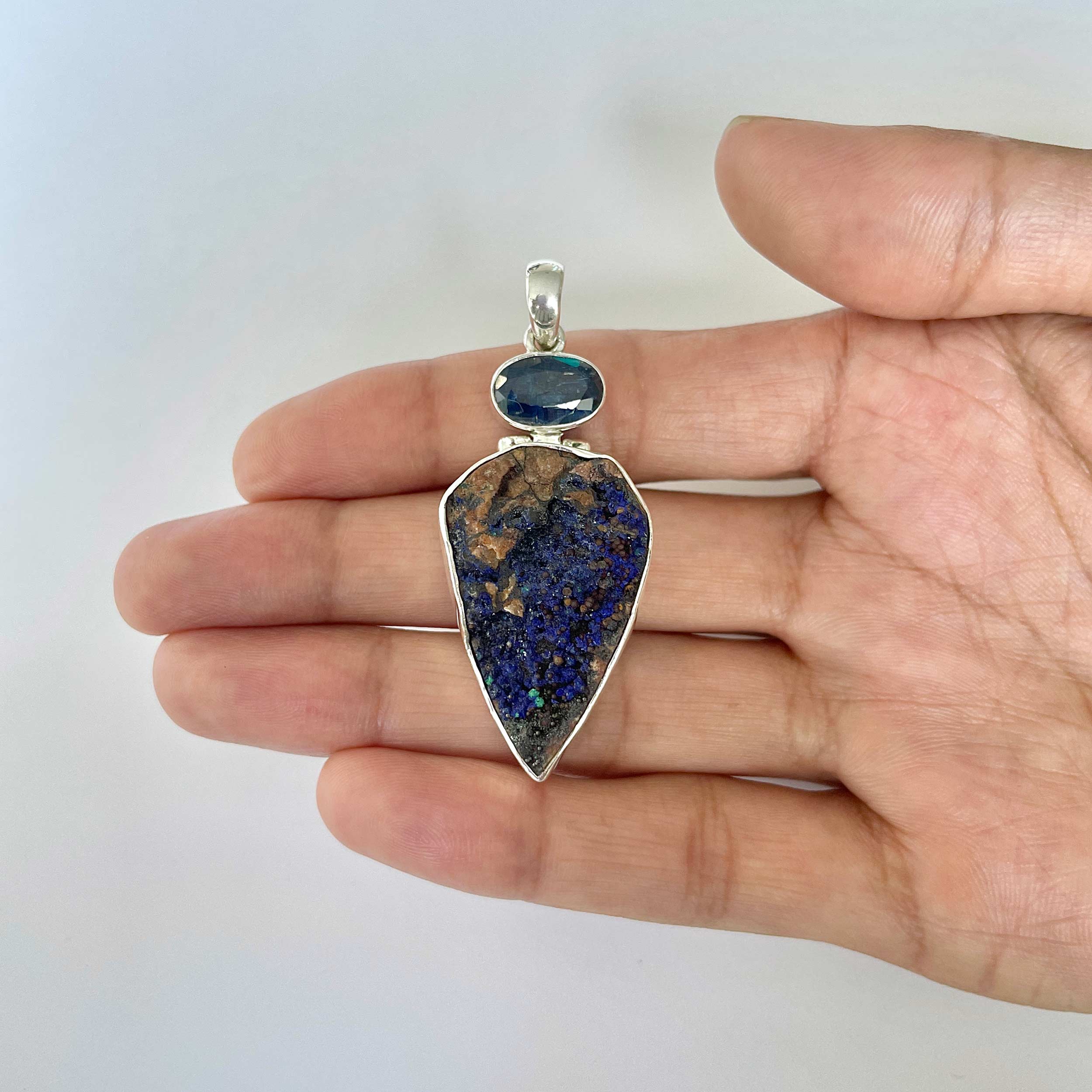 Azurite Druzy Pendant-(AZR-1-7)