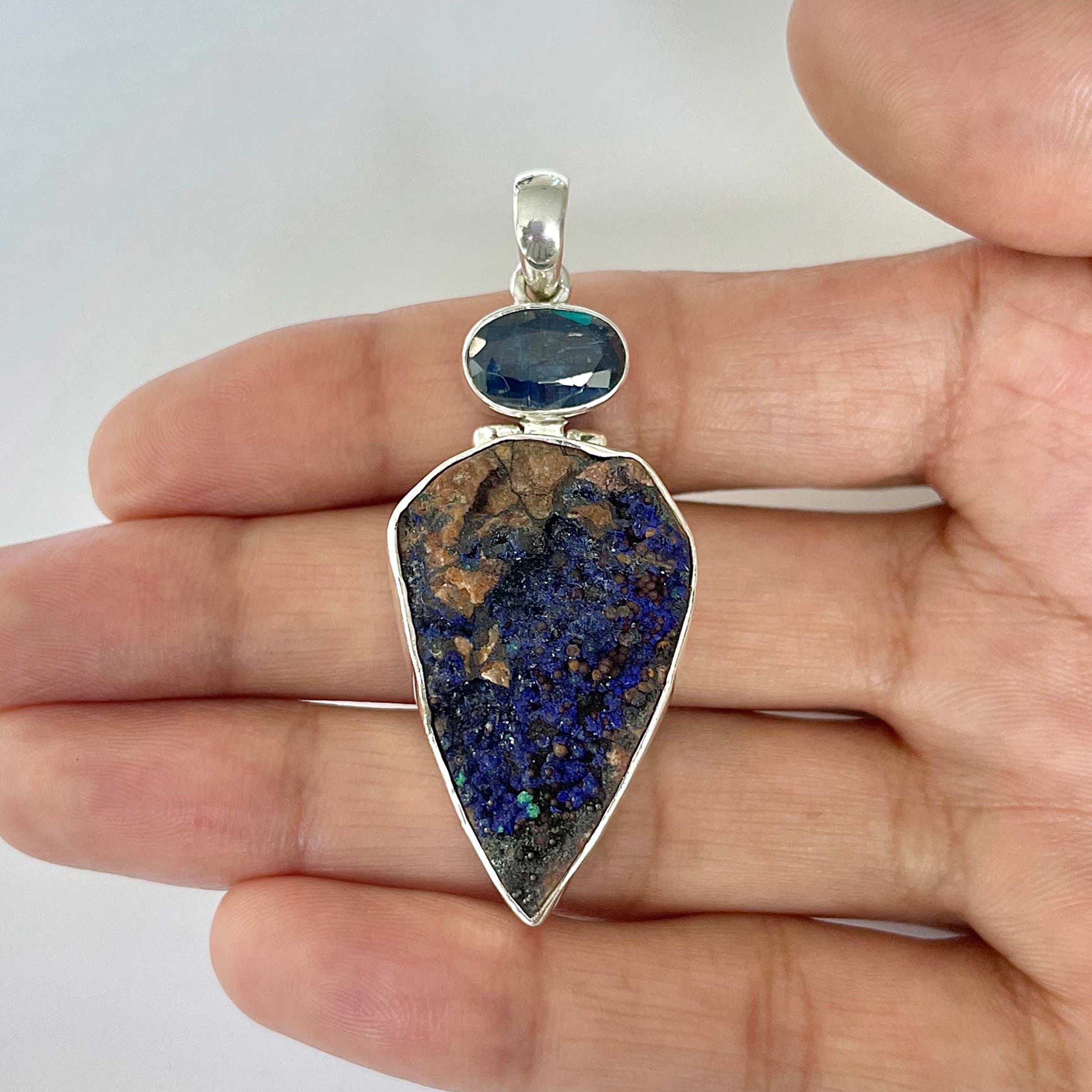 Azurite Druzy Pendant-(AZR-1-7)