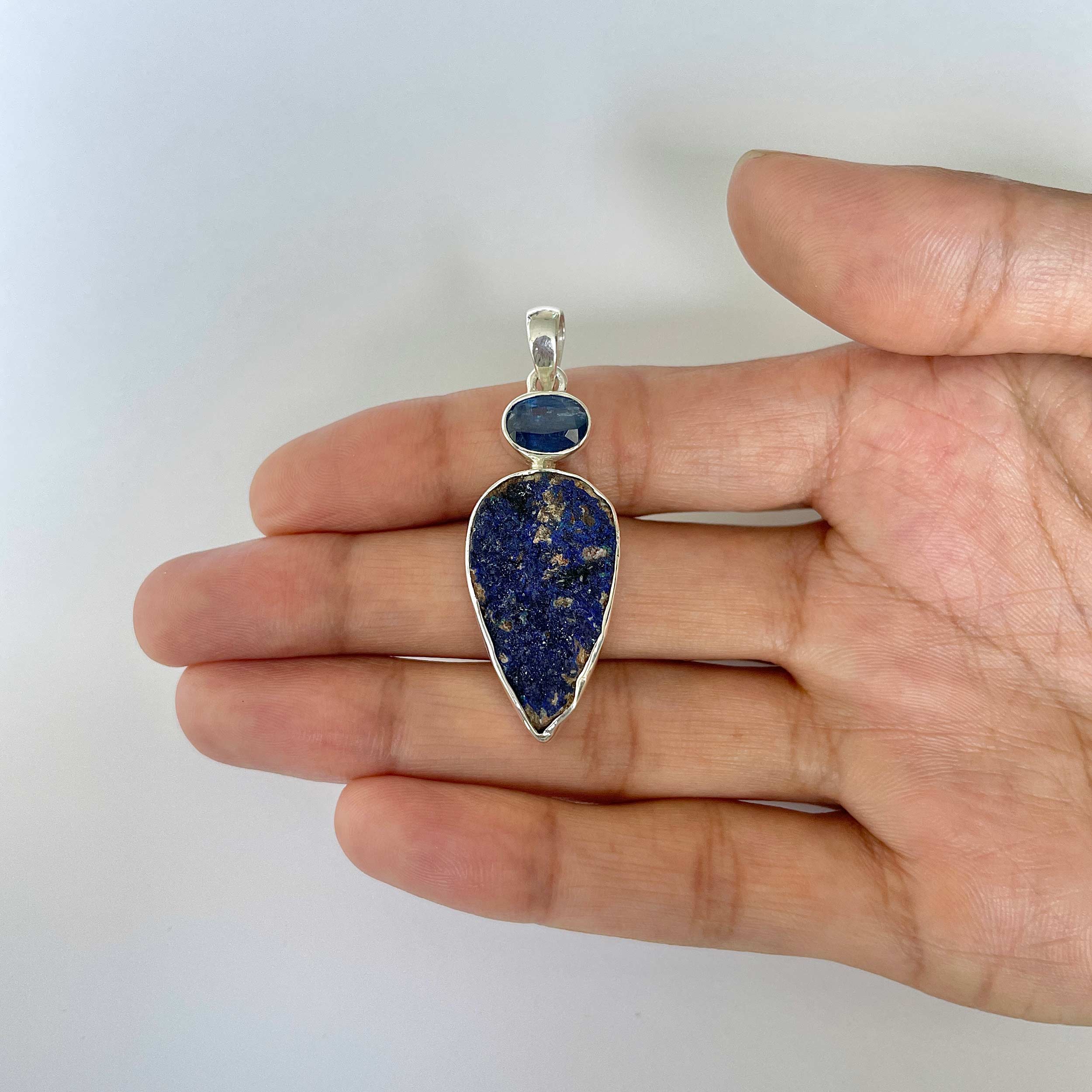 Azurite Druzy Pendant-(AZR-1-8)