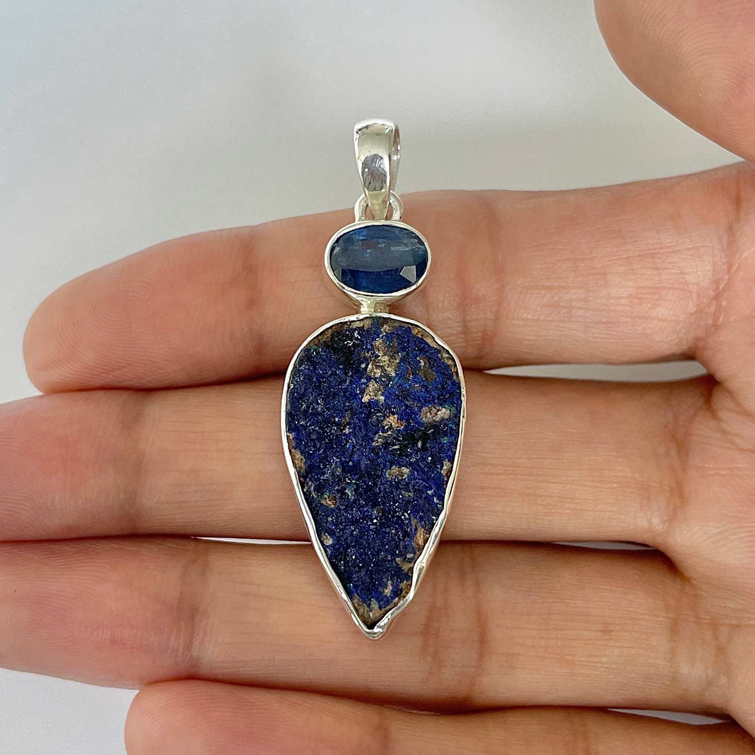 Azurite Druzy Pendant-(AZR-1-8)