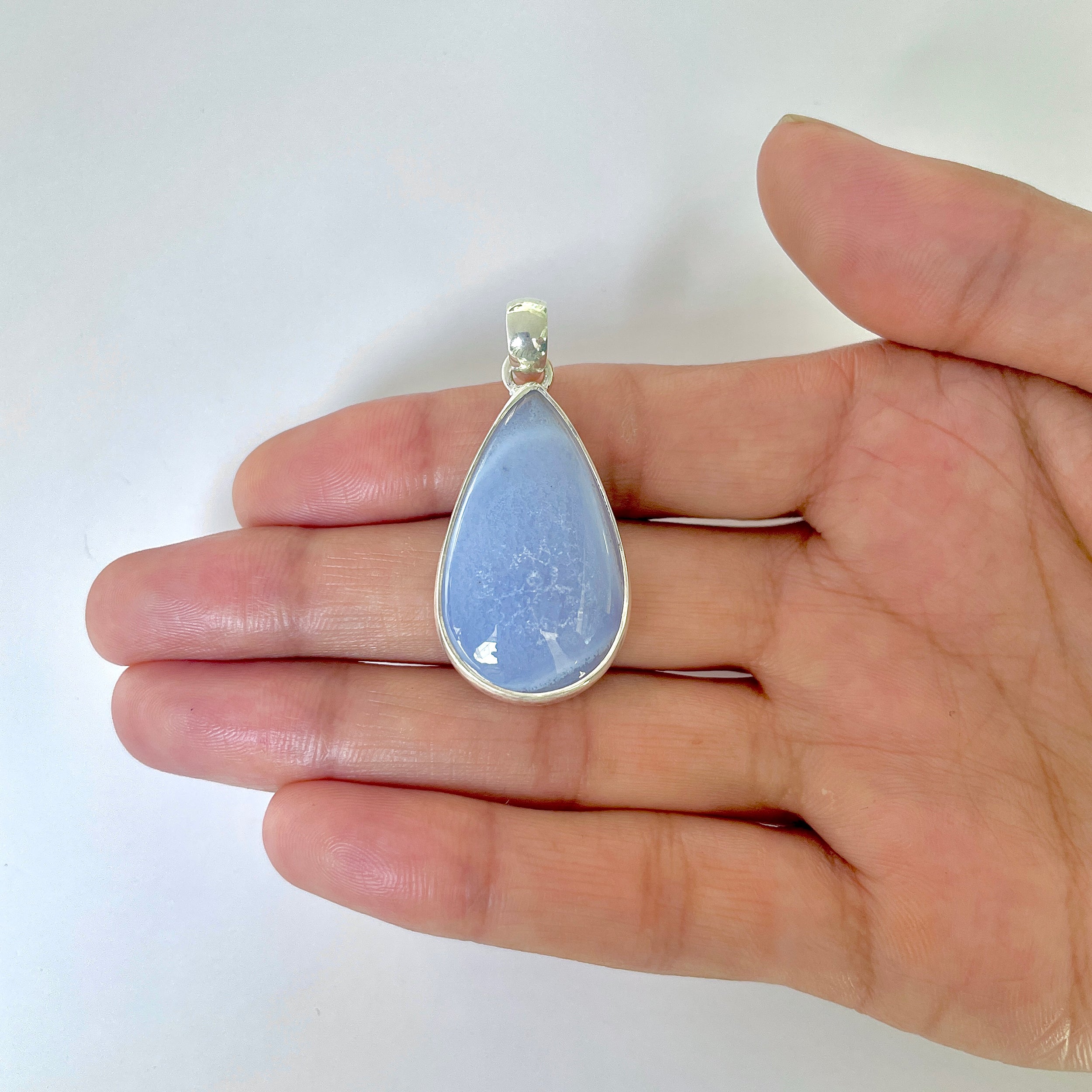 Blue Chalcedony Pendant-(BCH-1-12)