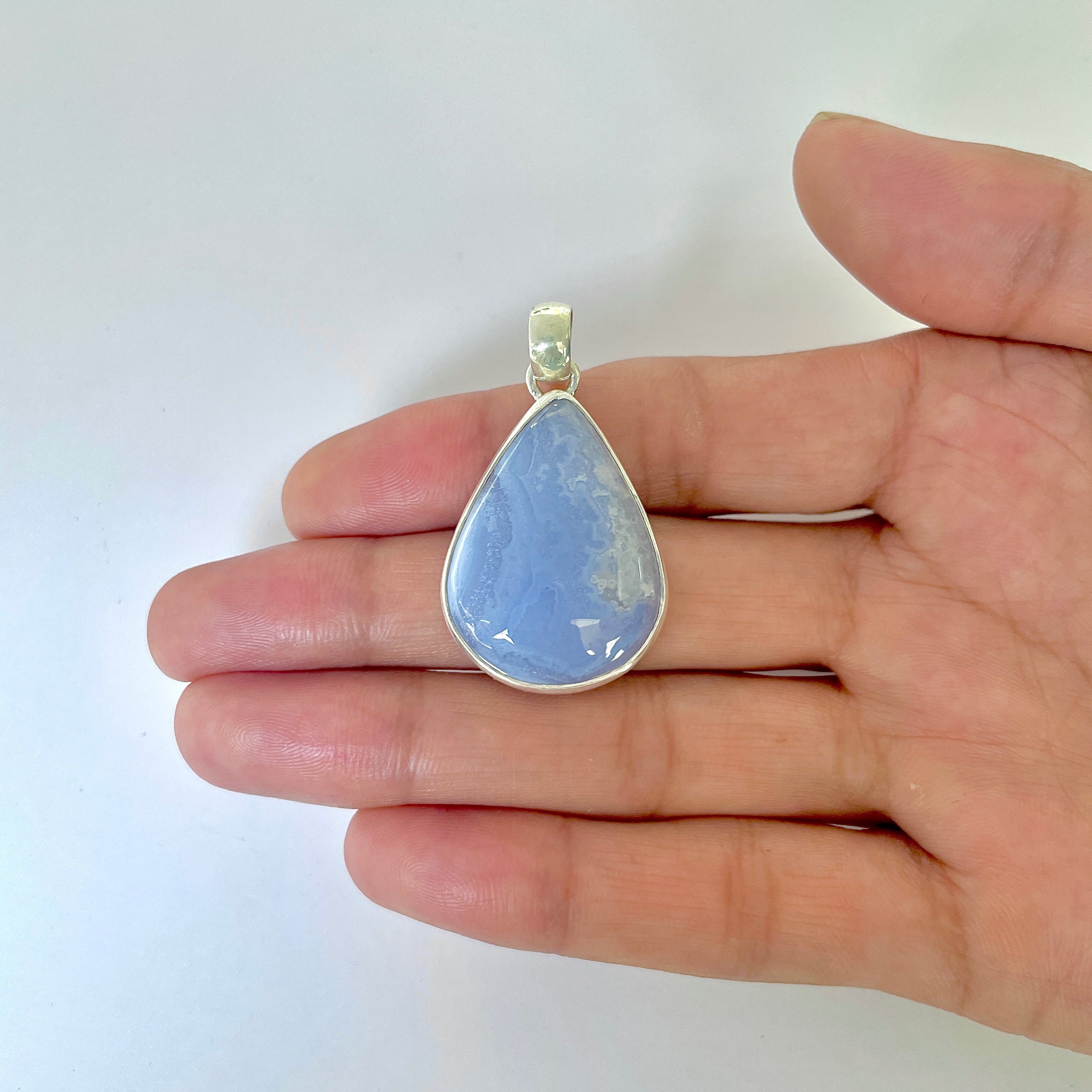 Blue Chalcedony Pendant-(BCH-1-16)