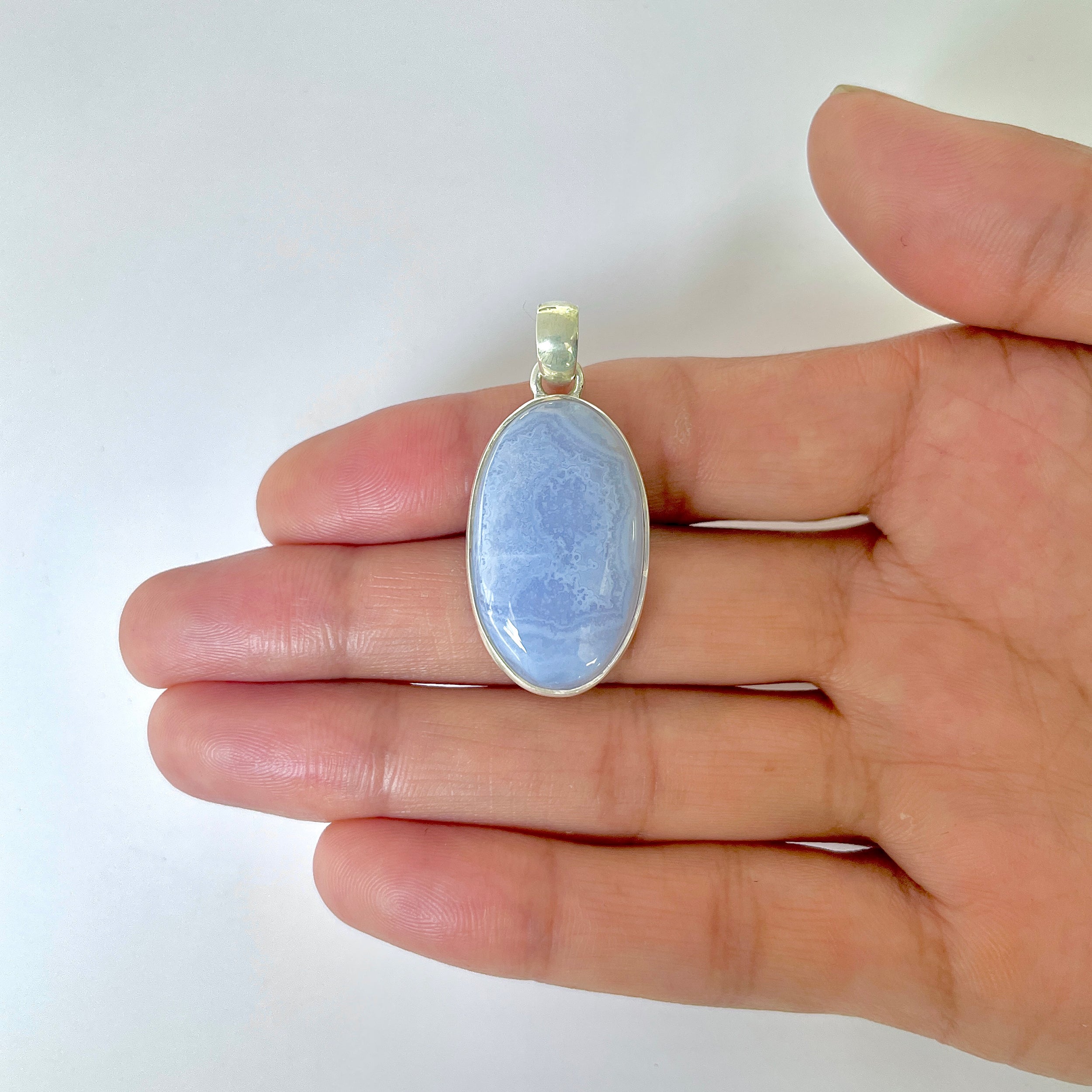 Blue Chalcedony Pendant-(BCH-1-17)