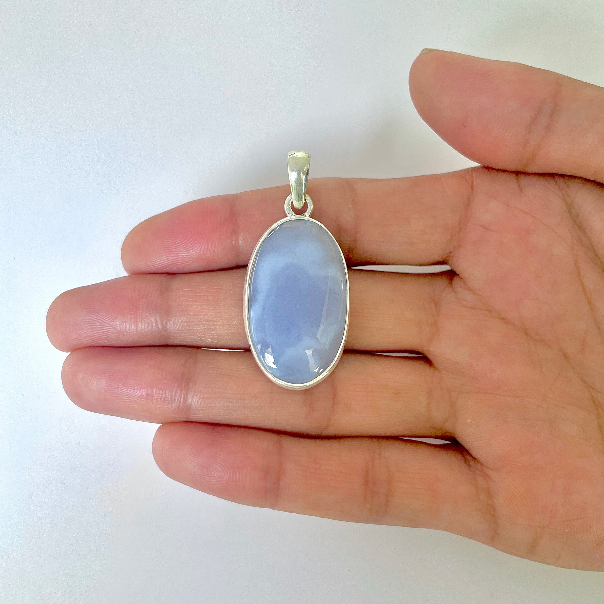 Blue Chalcedony Pendant-(BCH-1-18)