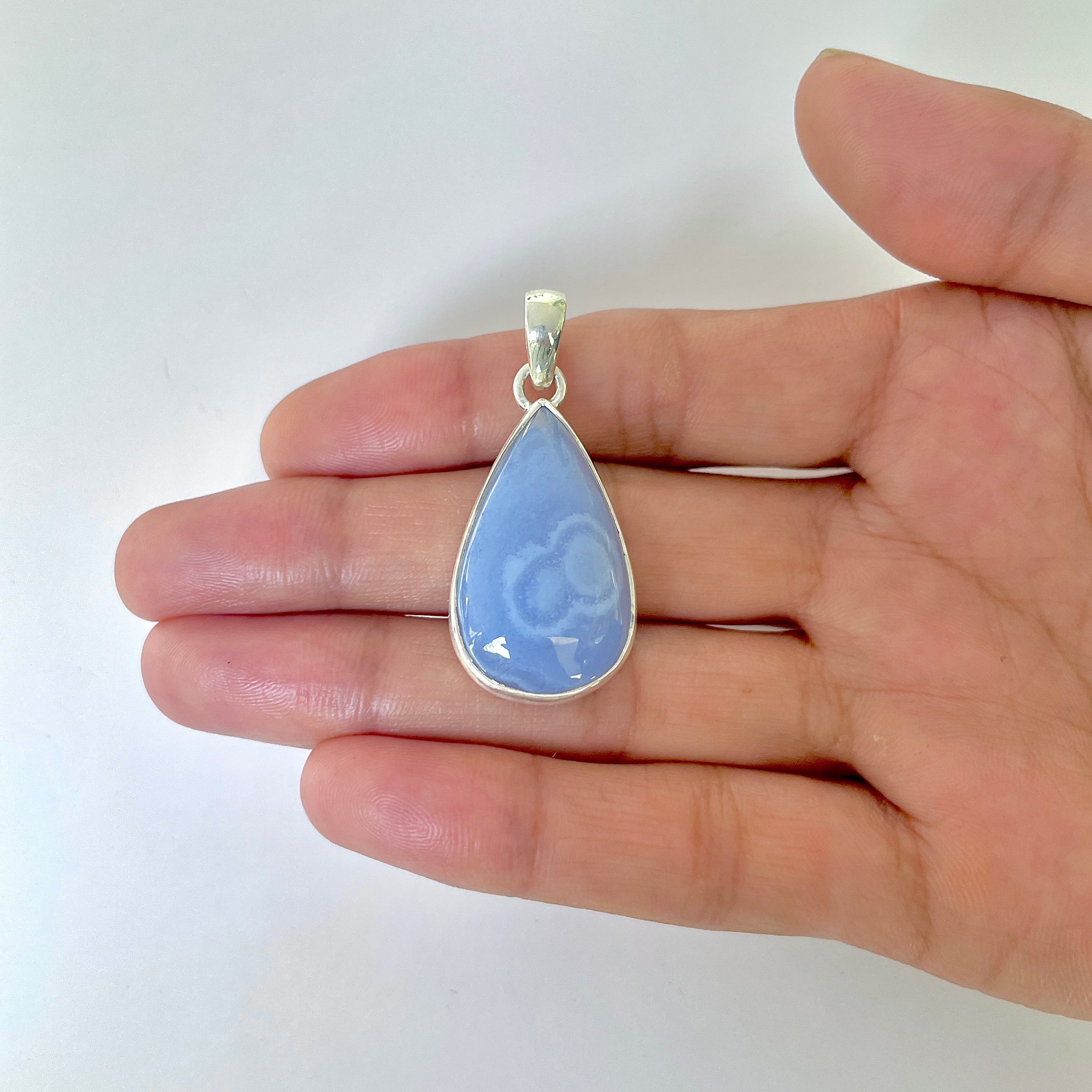 Blue Chalcedony Pendant-(BCH-1-7)