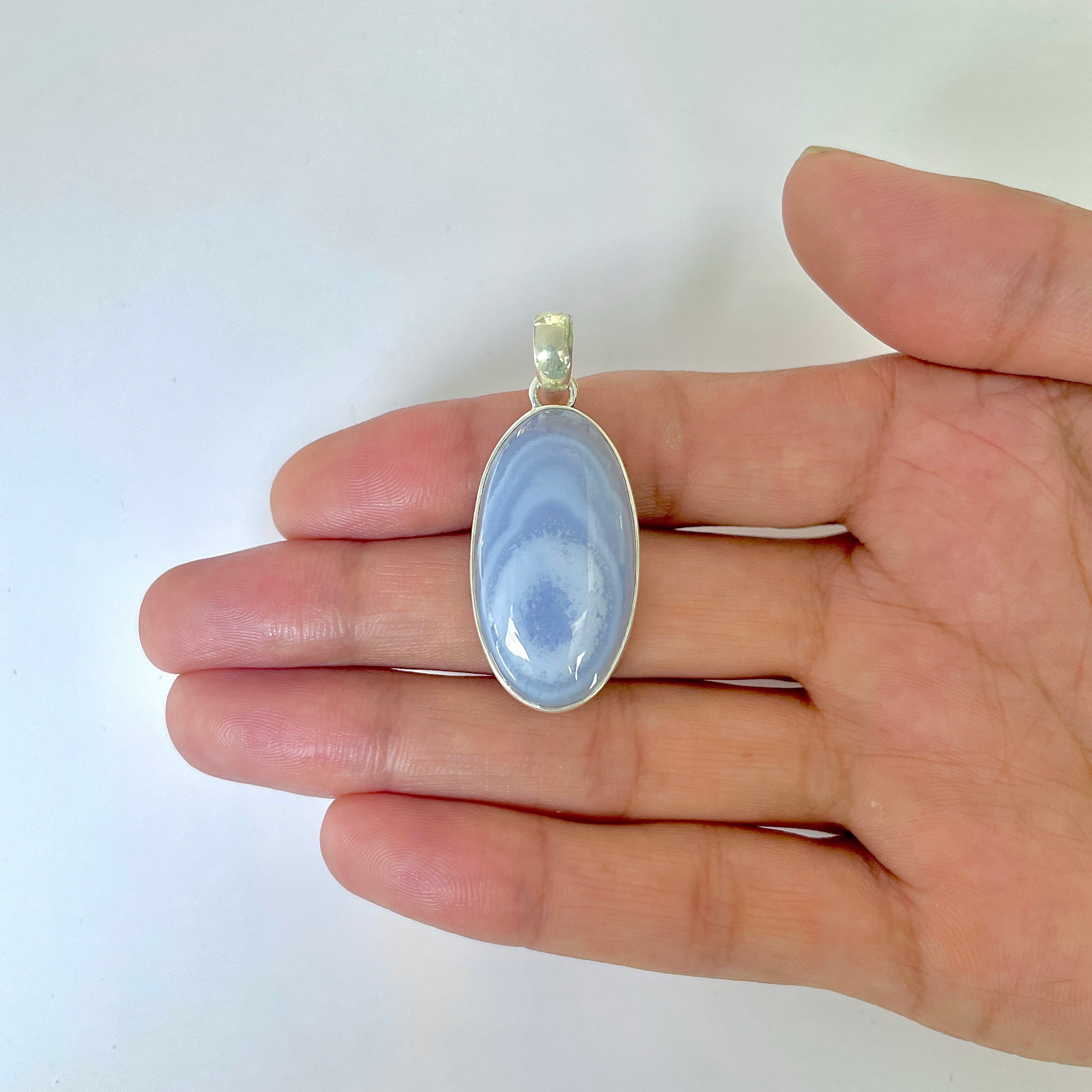 Blue Chalcedony Pendant-(BCH-1-9)