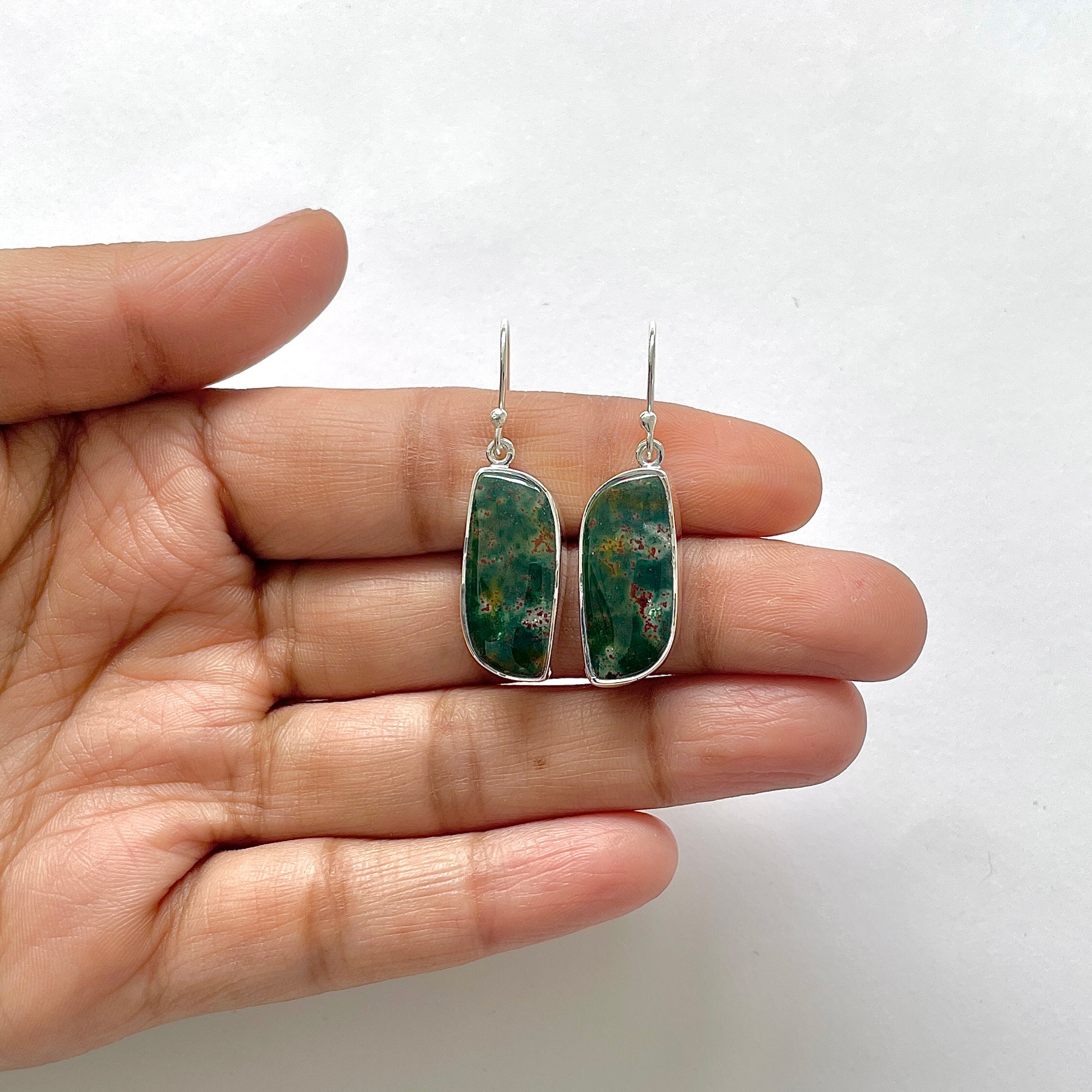 Blood Stone Earring-(BDS-3-12)