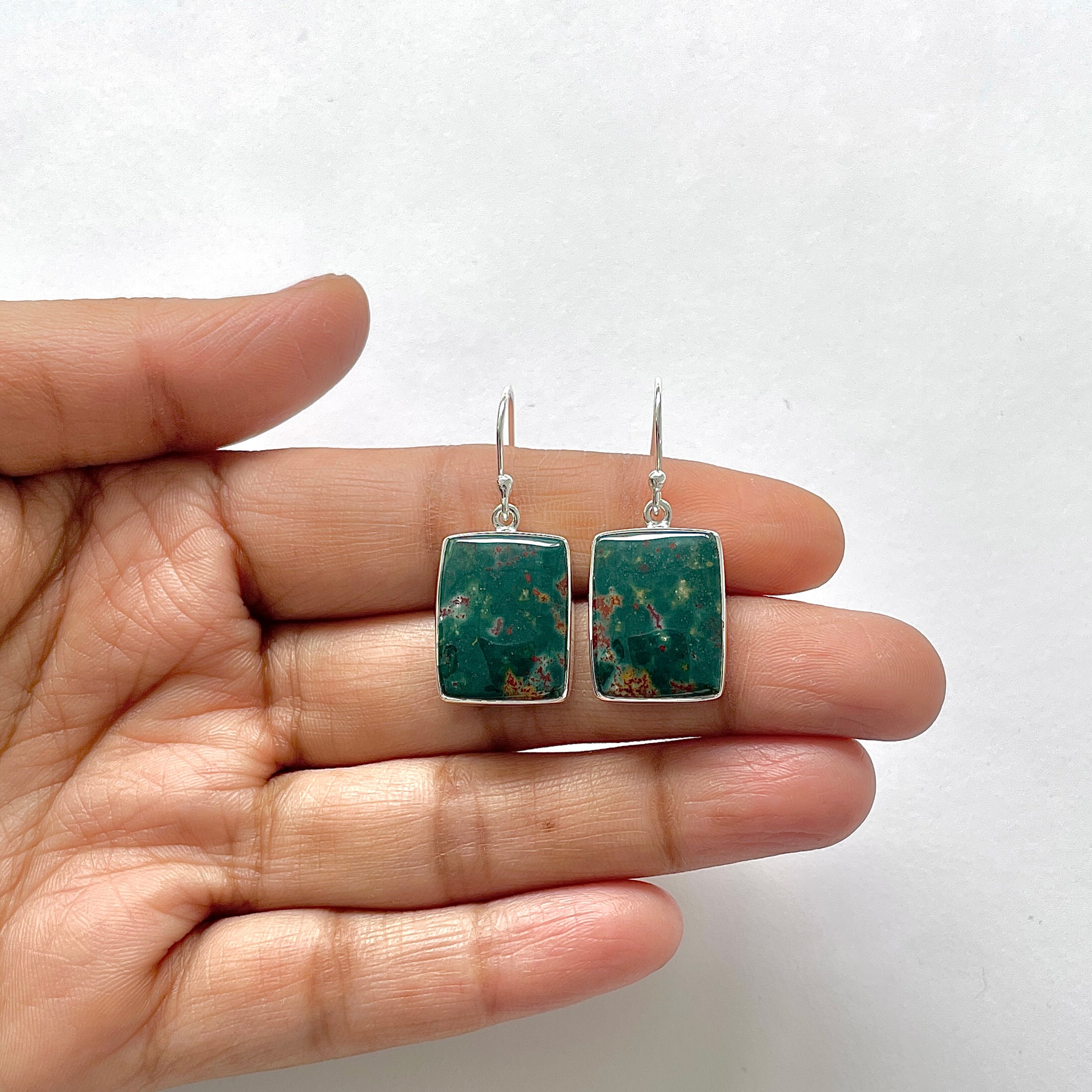 Blood Stone Earring-(BDS-3-14)