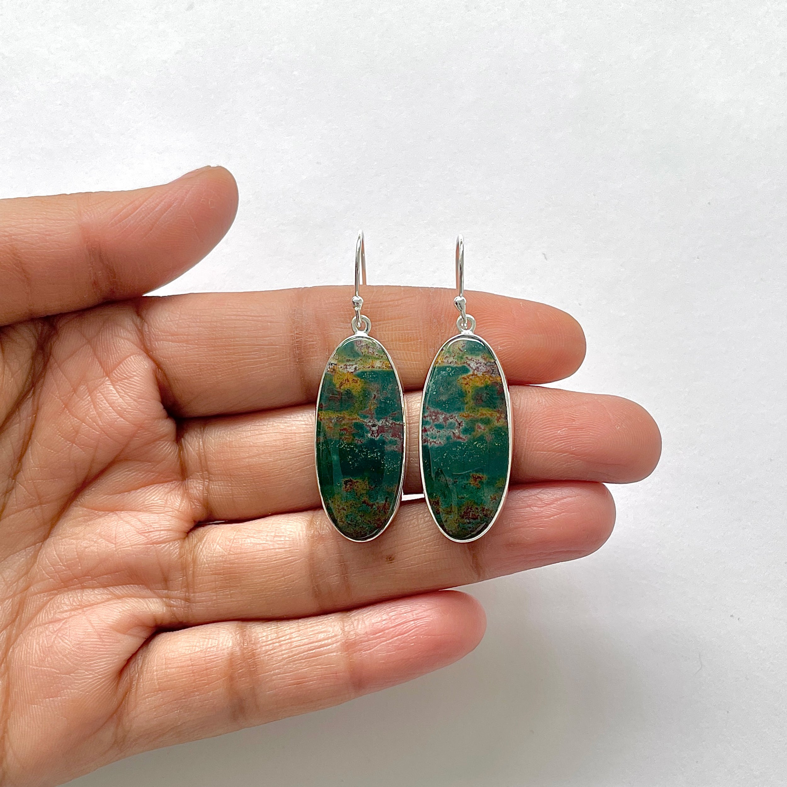 Blood Stone Earring-(BDS-3-9)