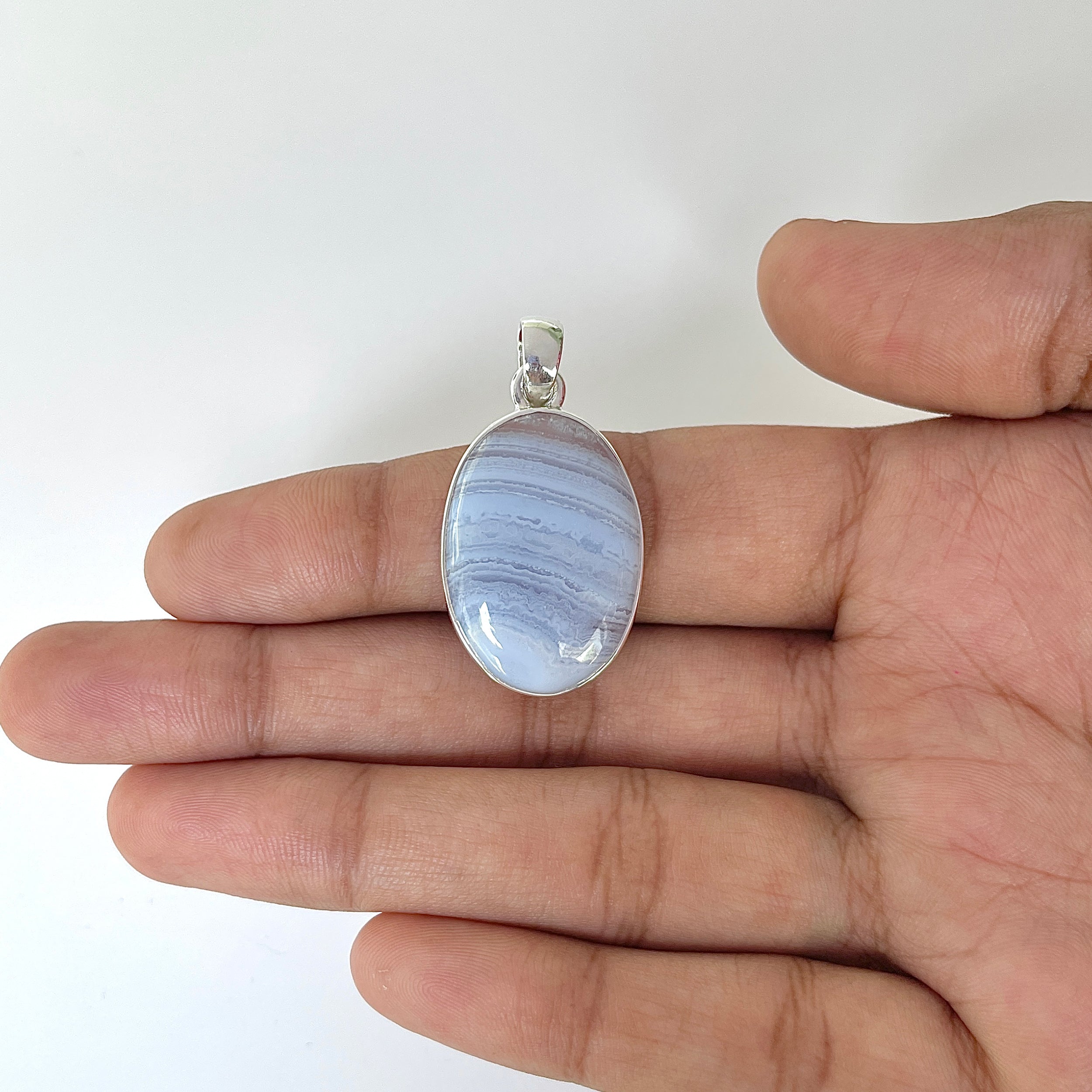 Blue Lace Agate Pendant-(BLA-1-1)