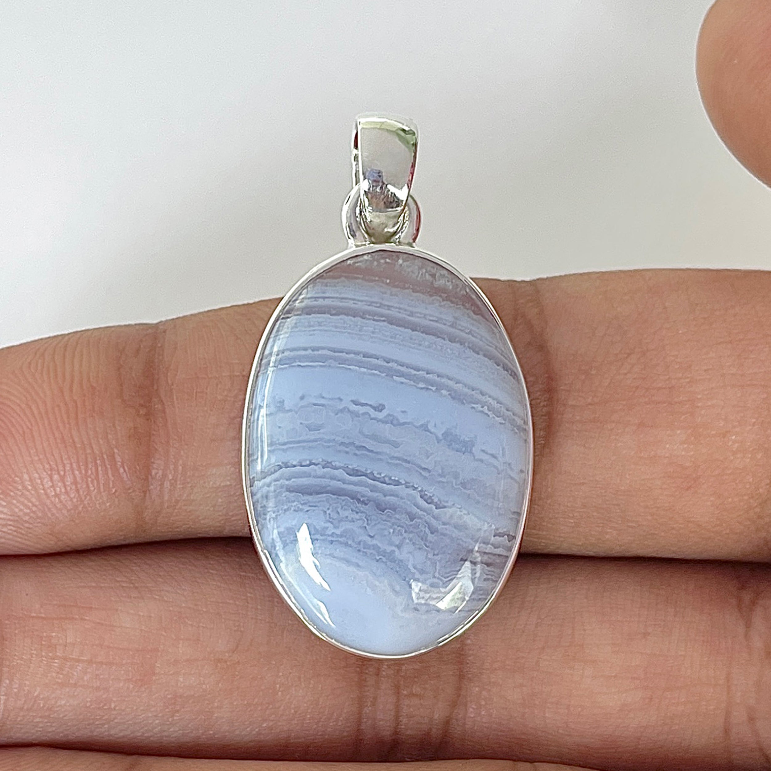 Blue Lace Agate Pendant-(BLA-1-1)