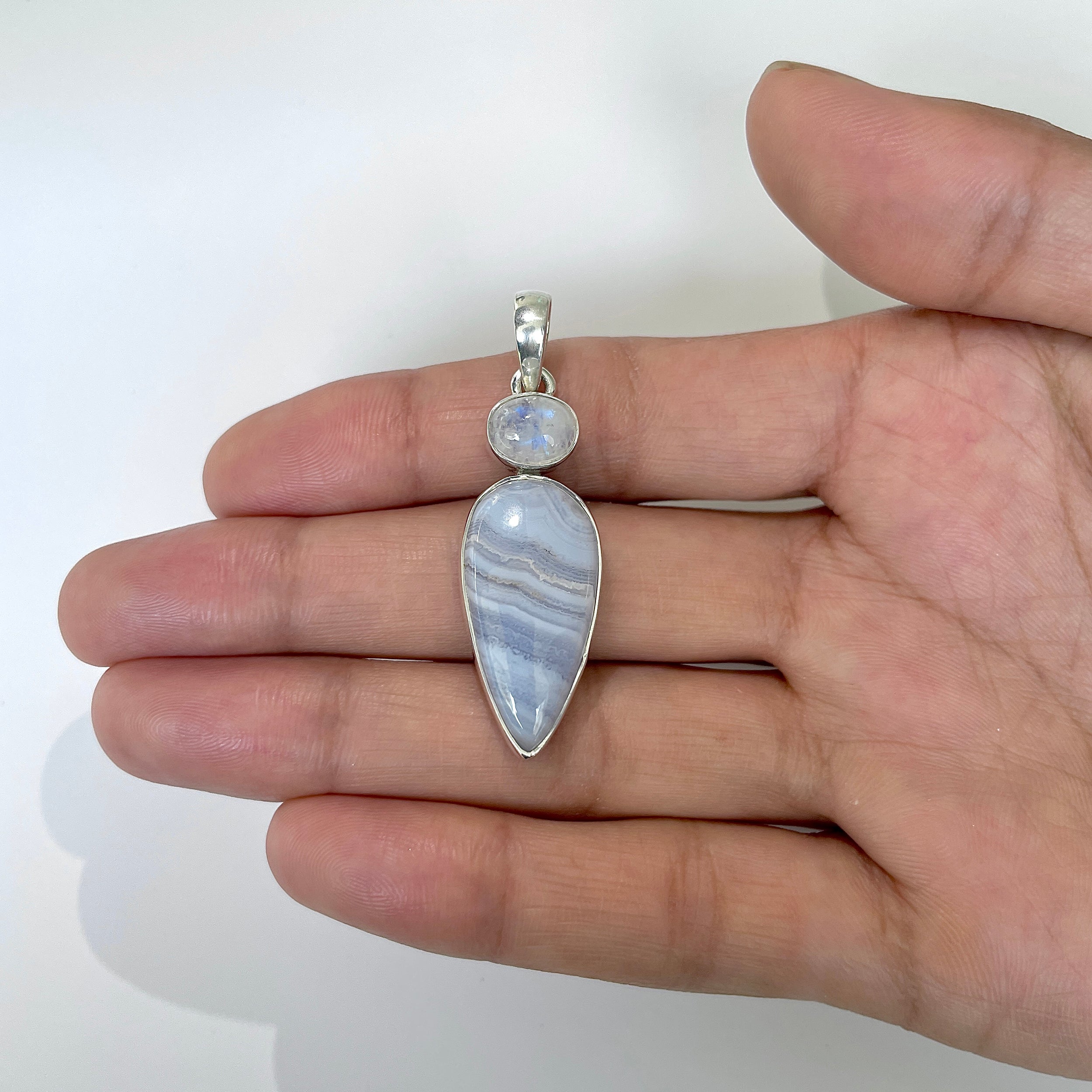 Blue Lace Agate Pendant-(BLA-1-14)