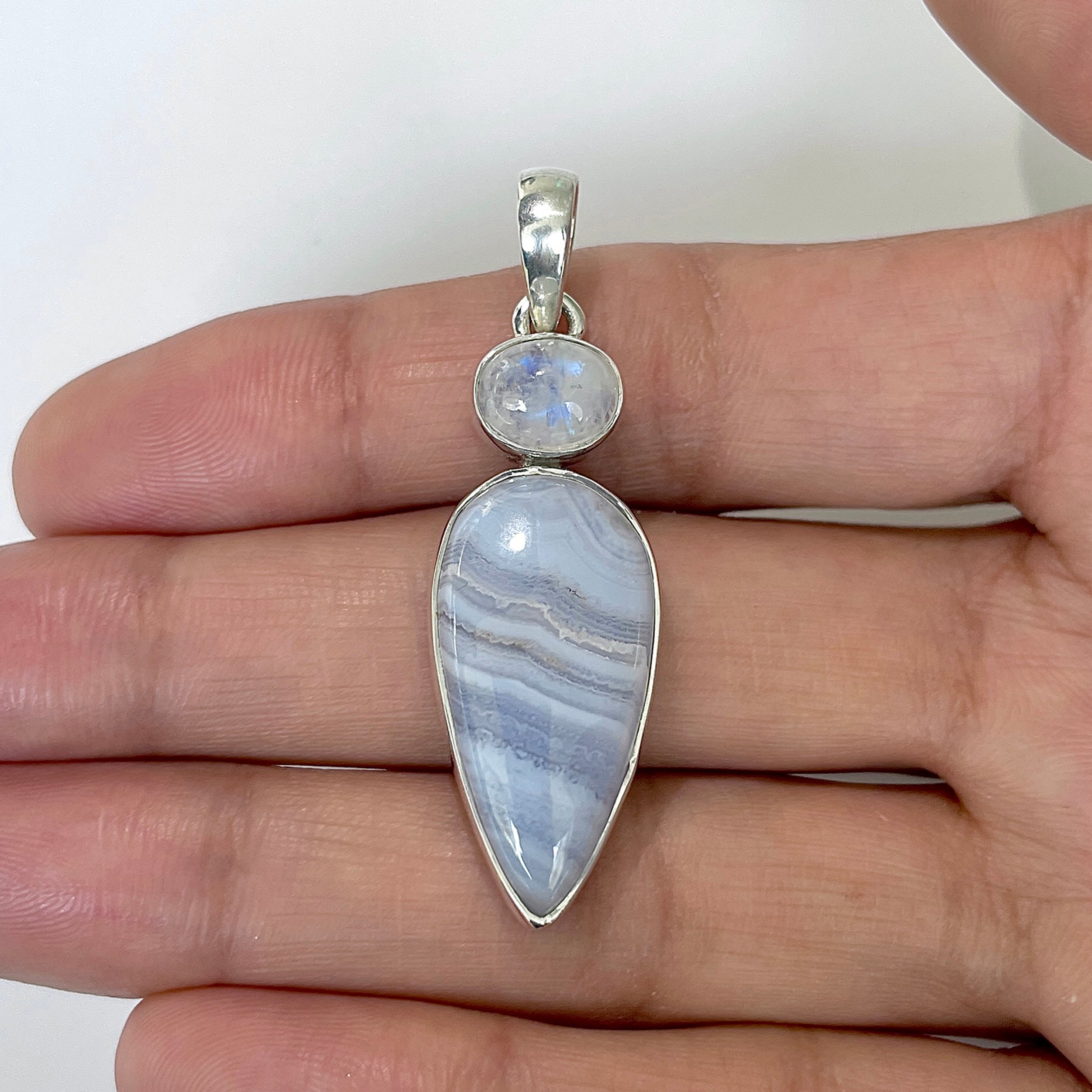 Blue Lace Agate Pendant-(BLA-1-14)