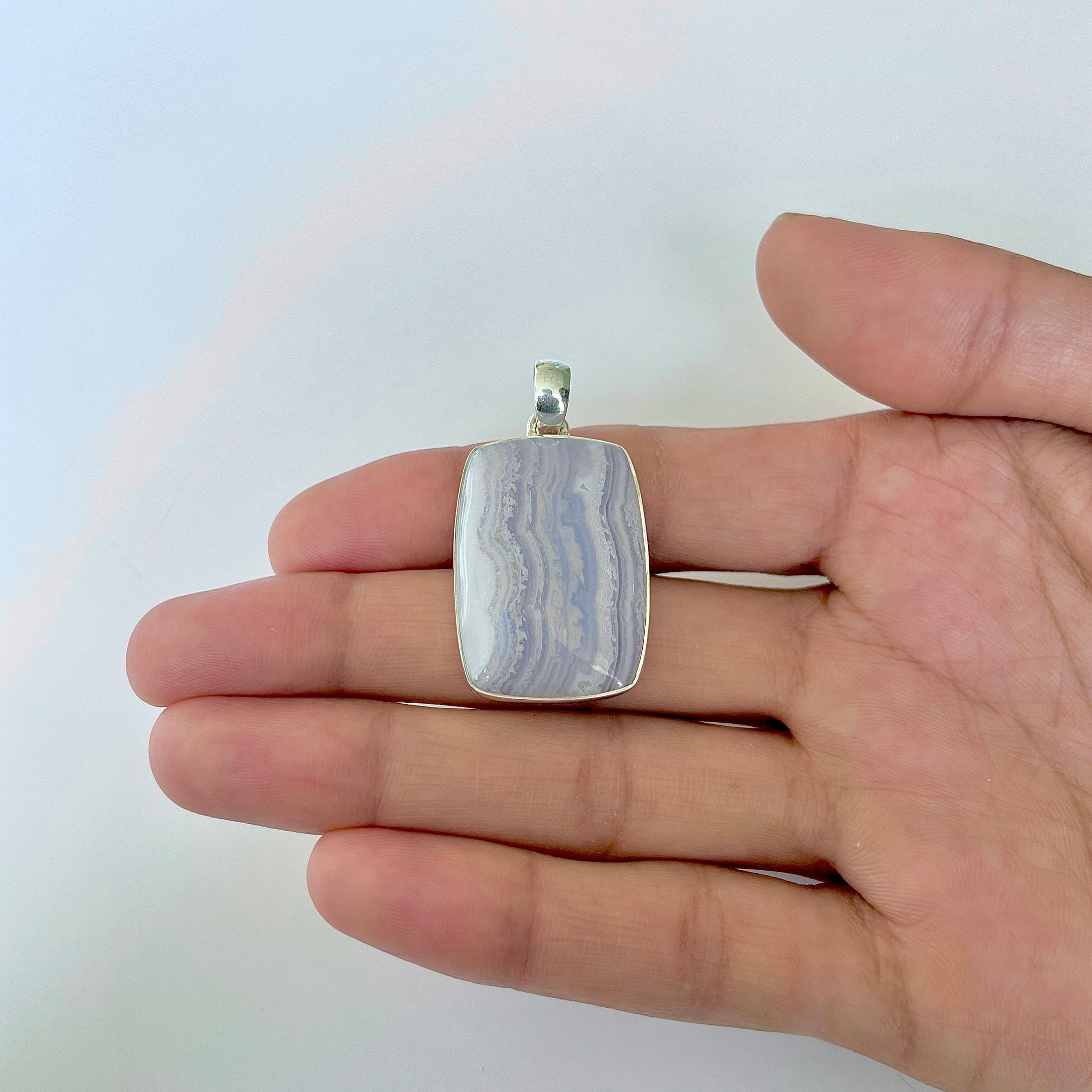 Blue Lace Agate Pendant-(BLA-1-2)