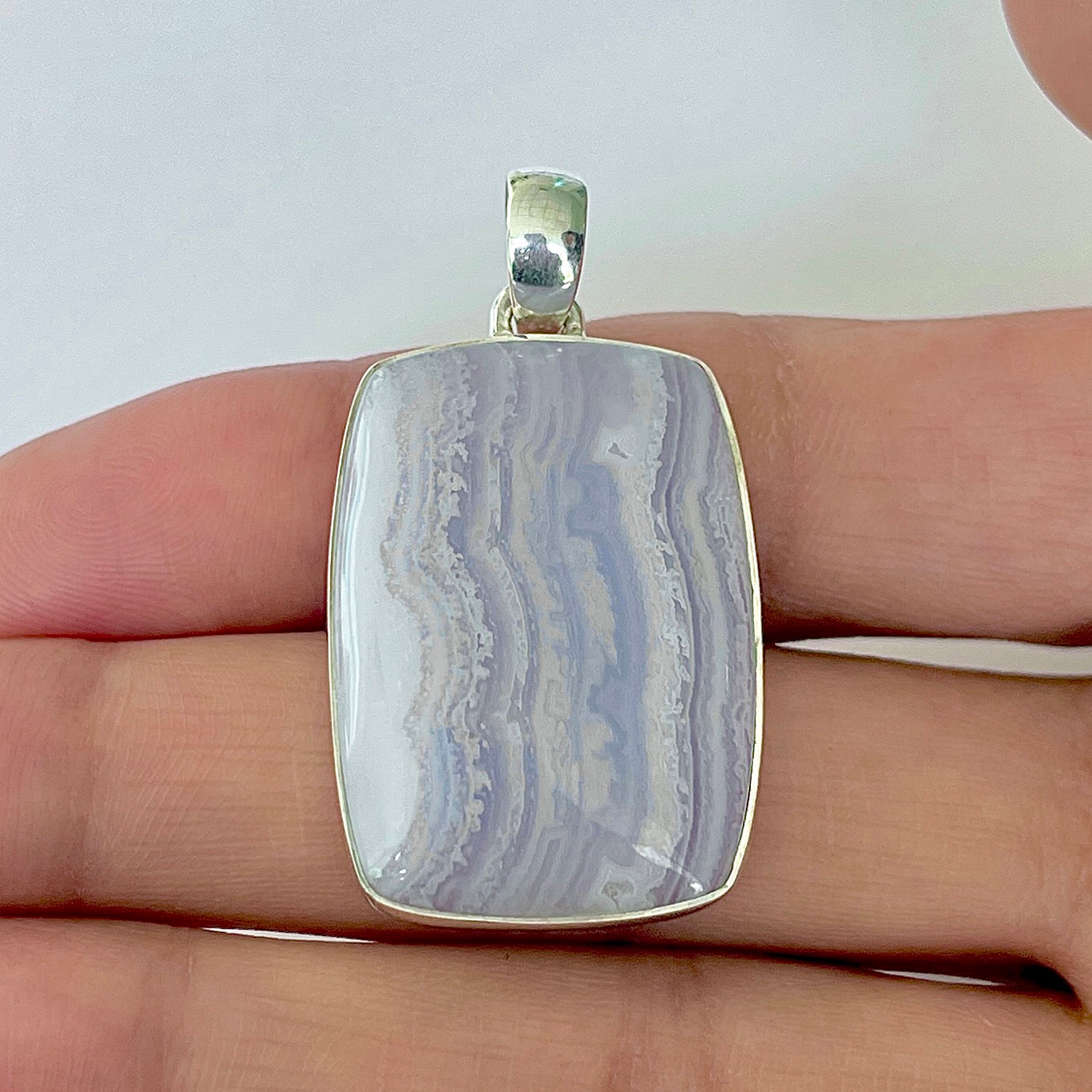 Blue Lace Agate Pendant-(BLA-1-2)
