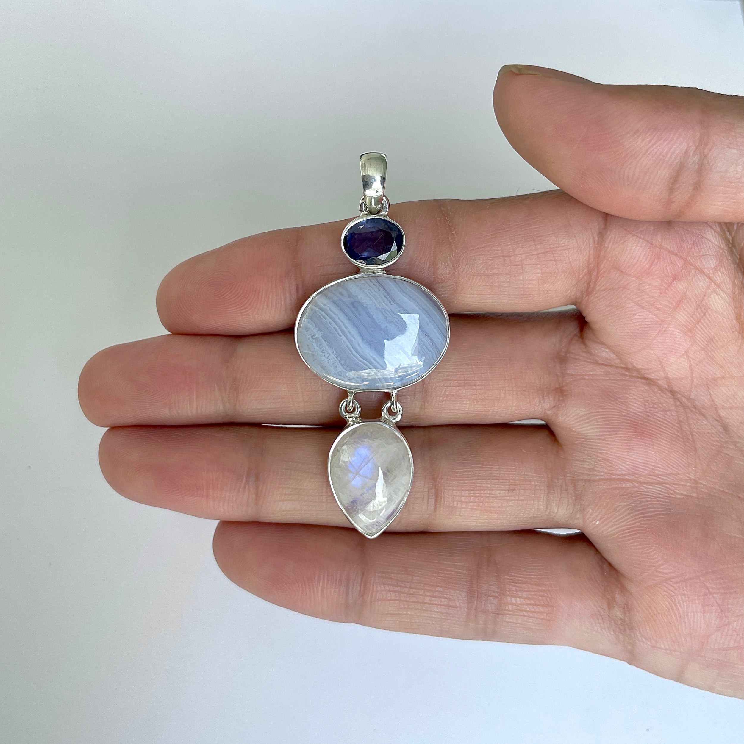 Blue Lace Agate Pendant-(BLA-1-23)
