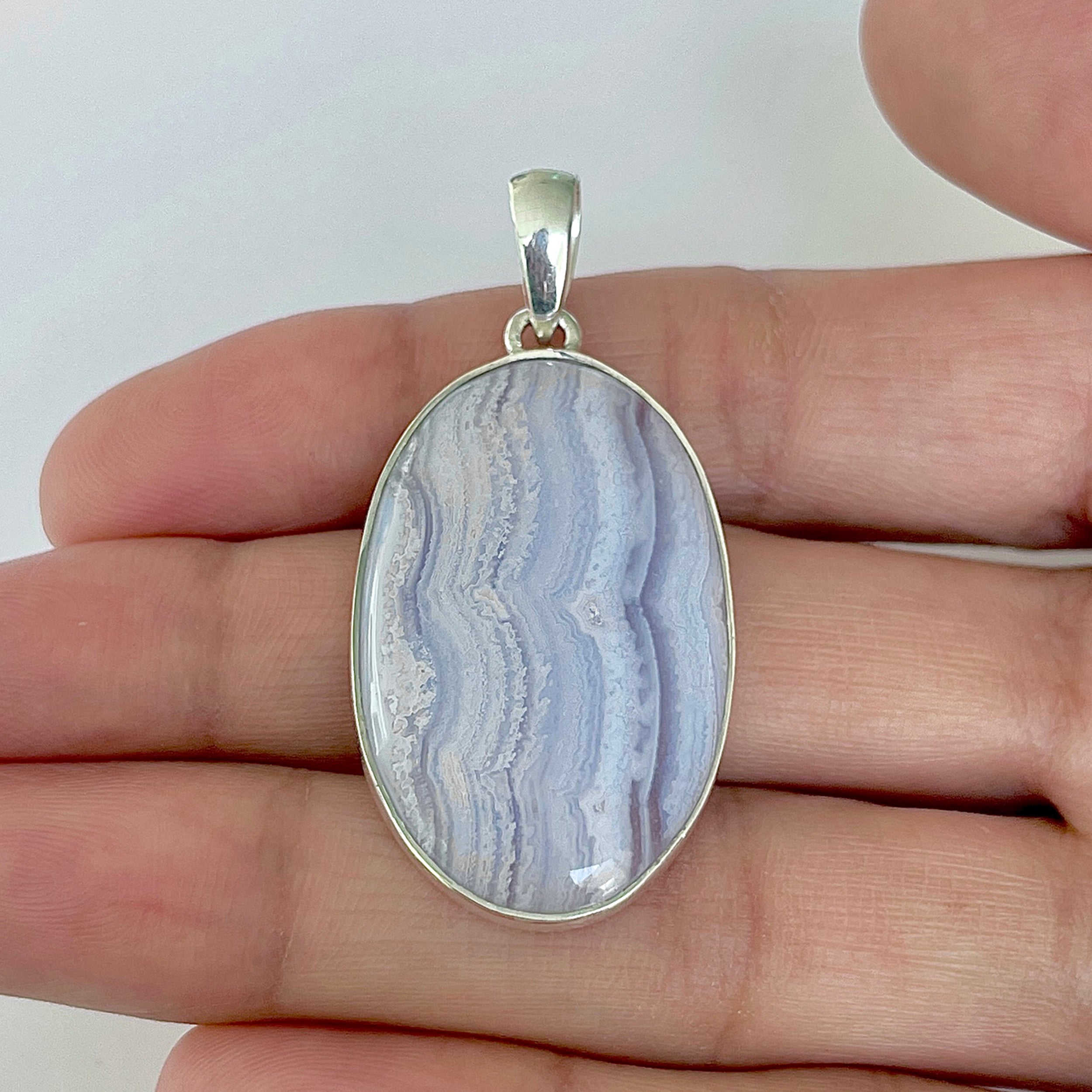 Blue Lace Agate Pendant-(BLA-1-3)