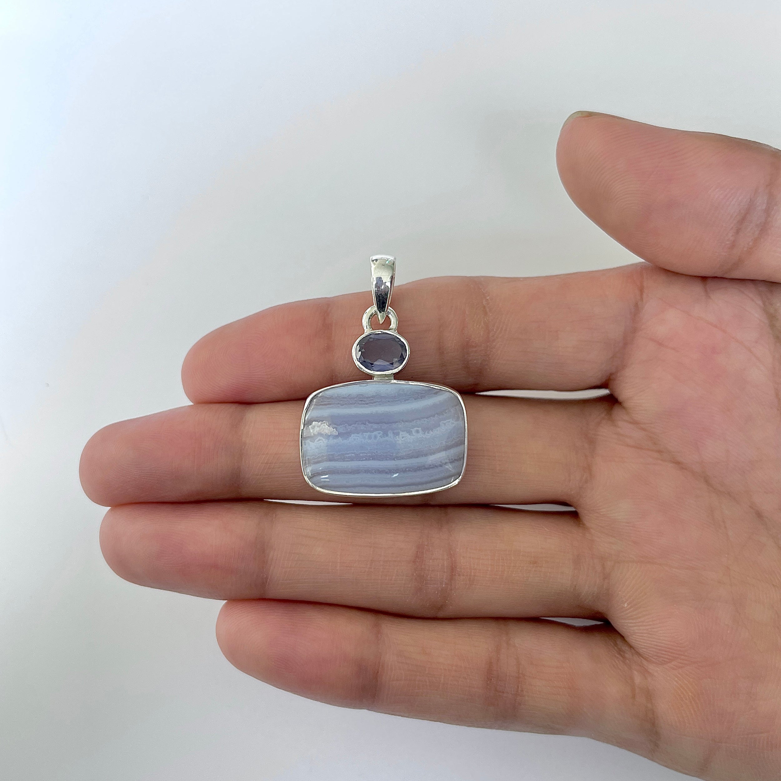 Blue Lace Agate Pendant-(BLA-1-32)