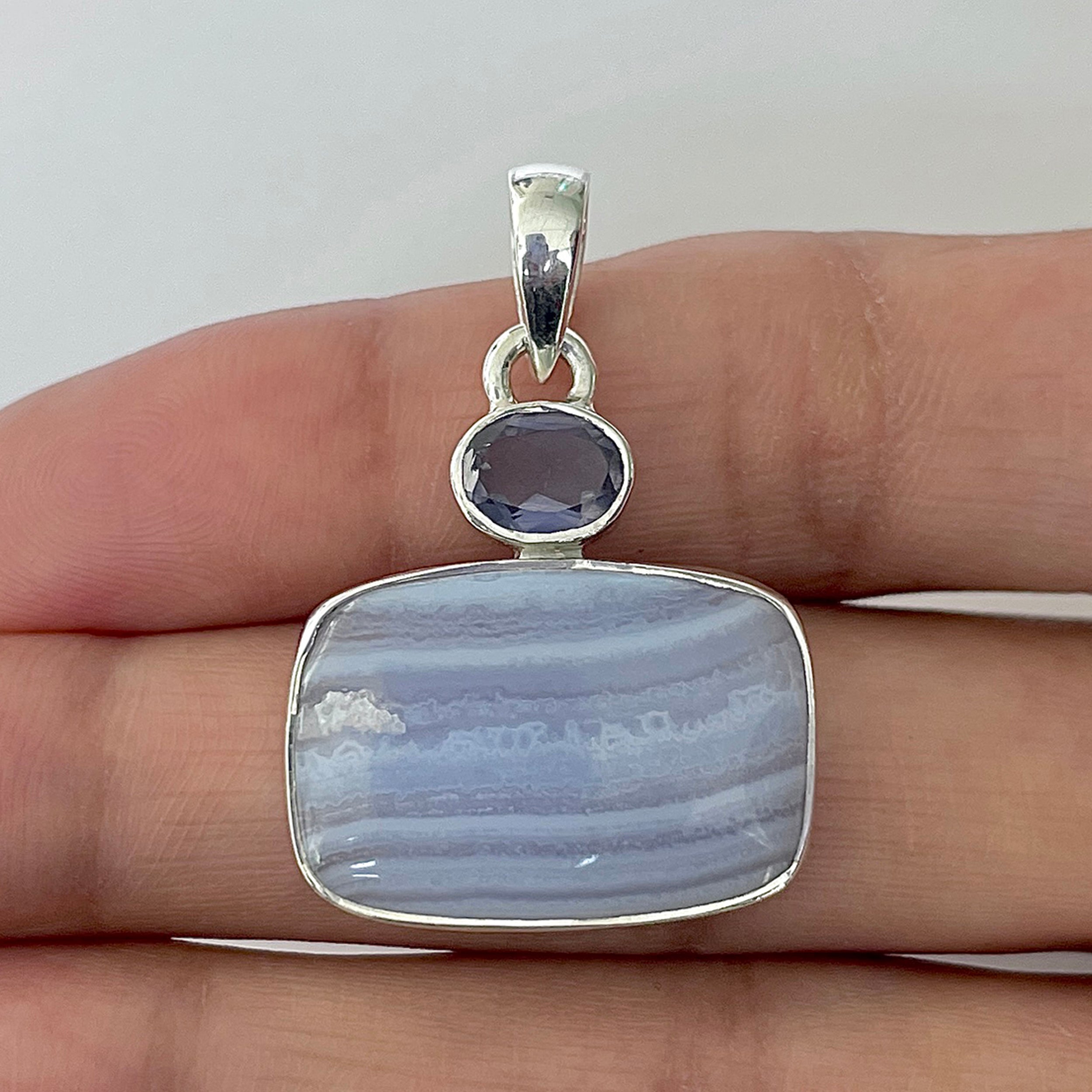 Blue Lace Agate Pendant-(BLA-1-32)