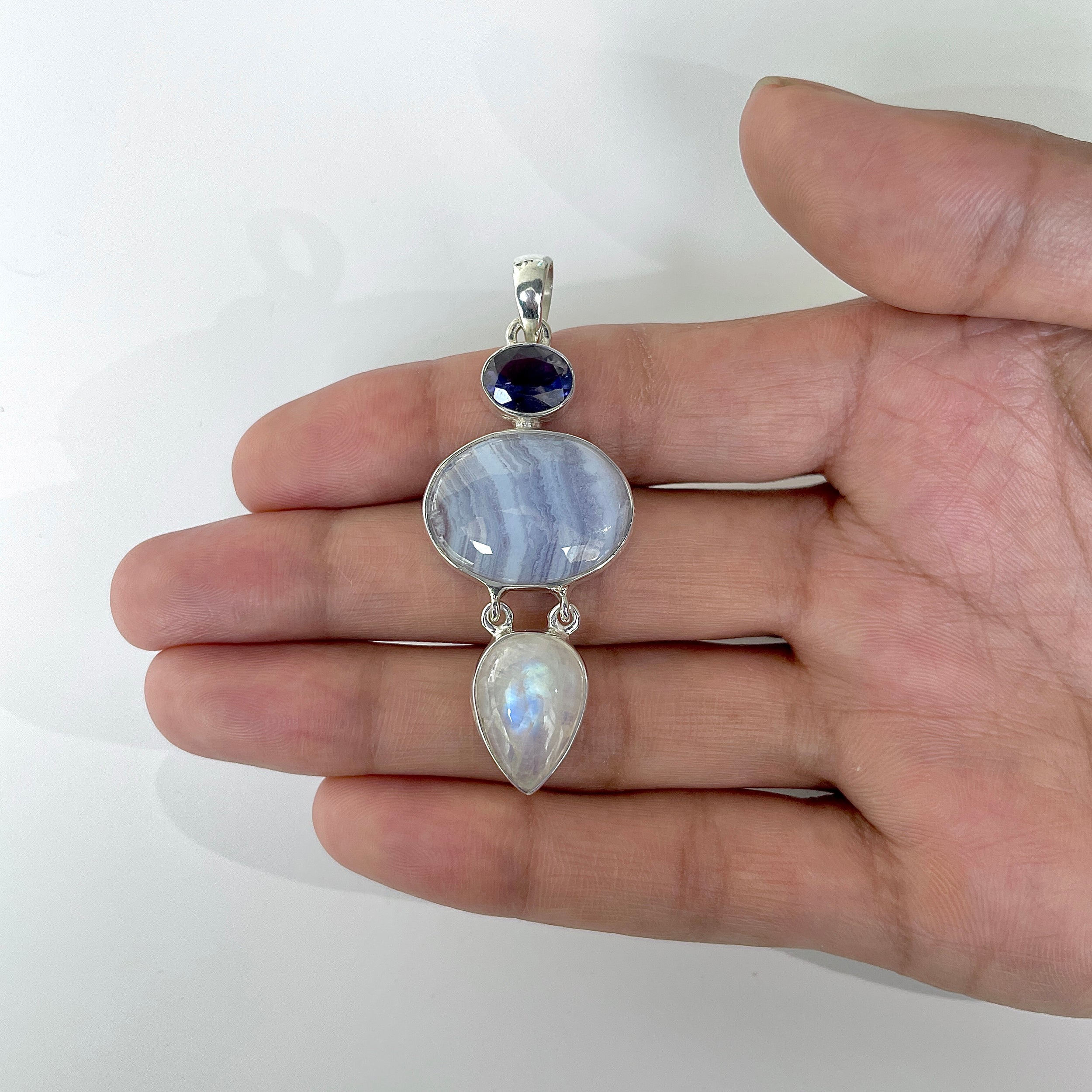 Blue Lace Agate Pendant-(BLA-1-33)