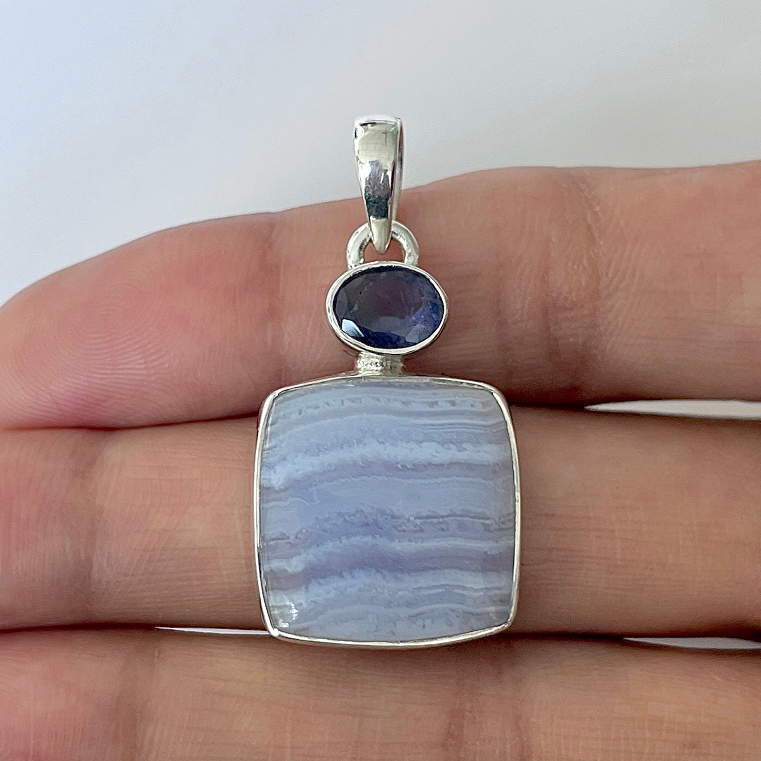 Blue Lace Agate Pendant-(BLA-1-37)