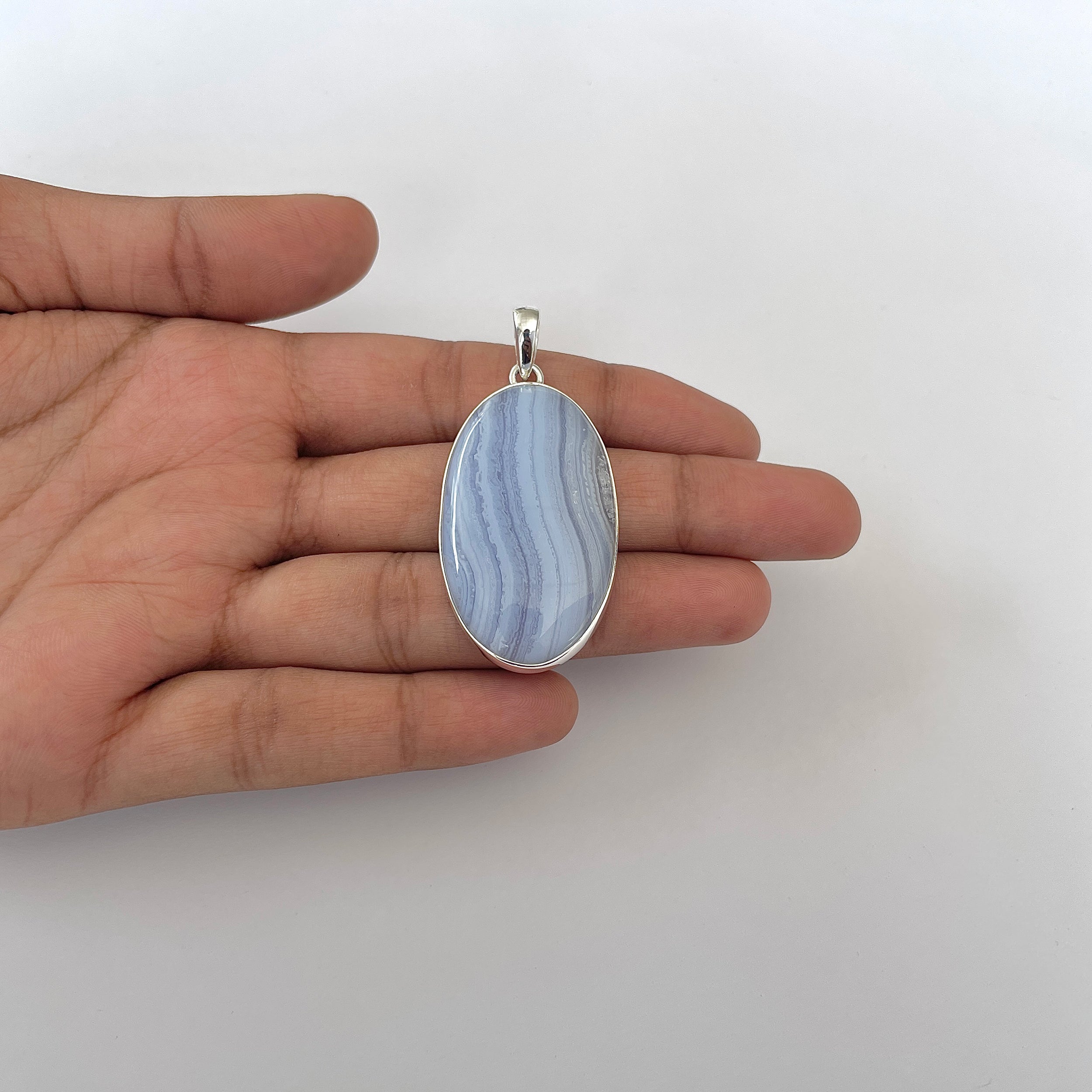 Blue Lace Agate Pendant-(BLA-1-39)