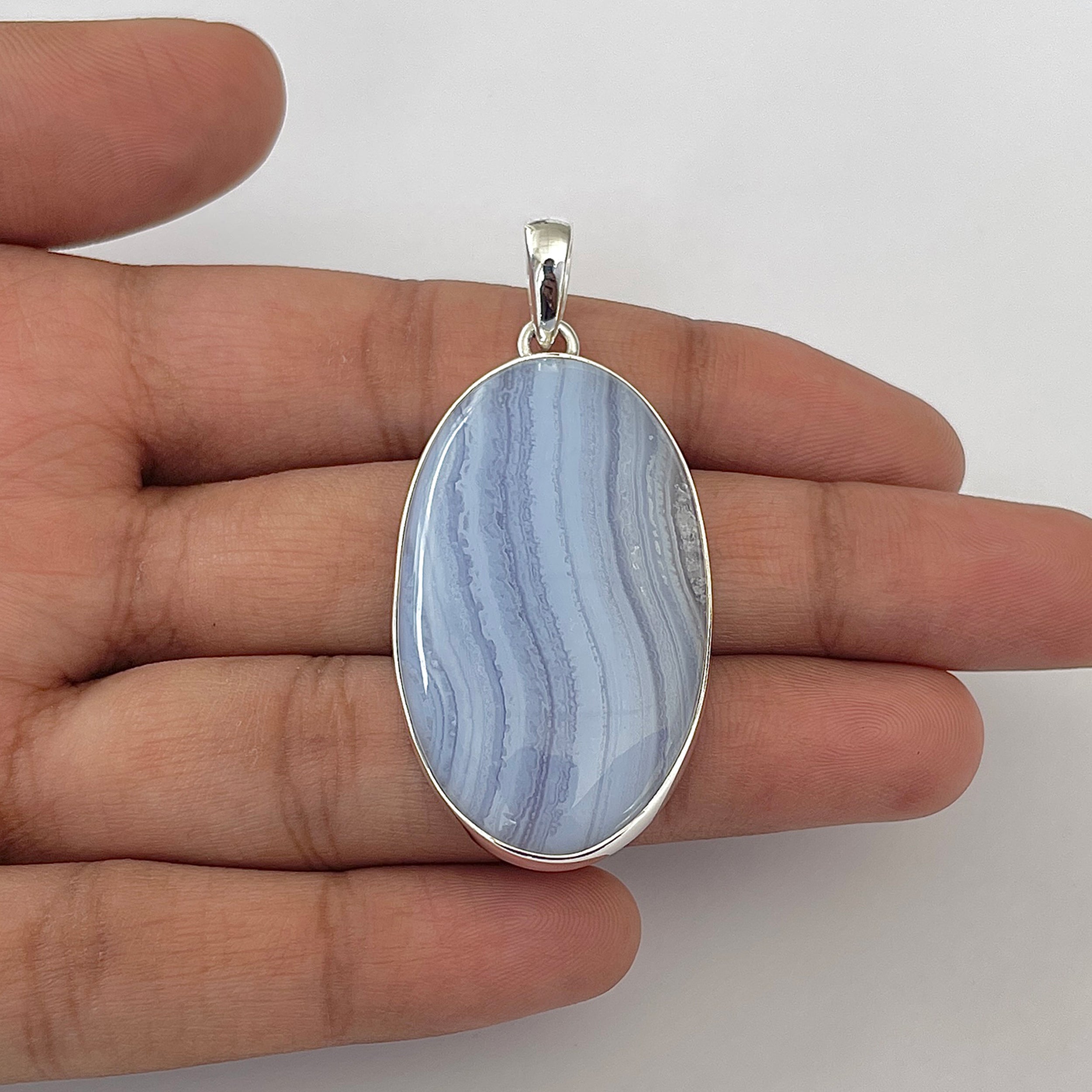 Blue Lace Agate Pendant-(BLA-1-39)