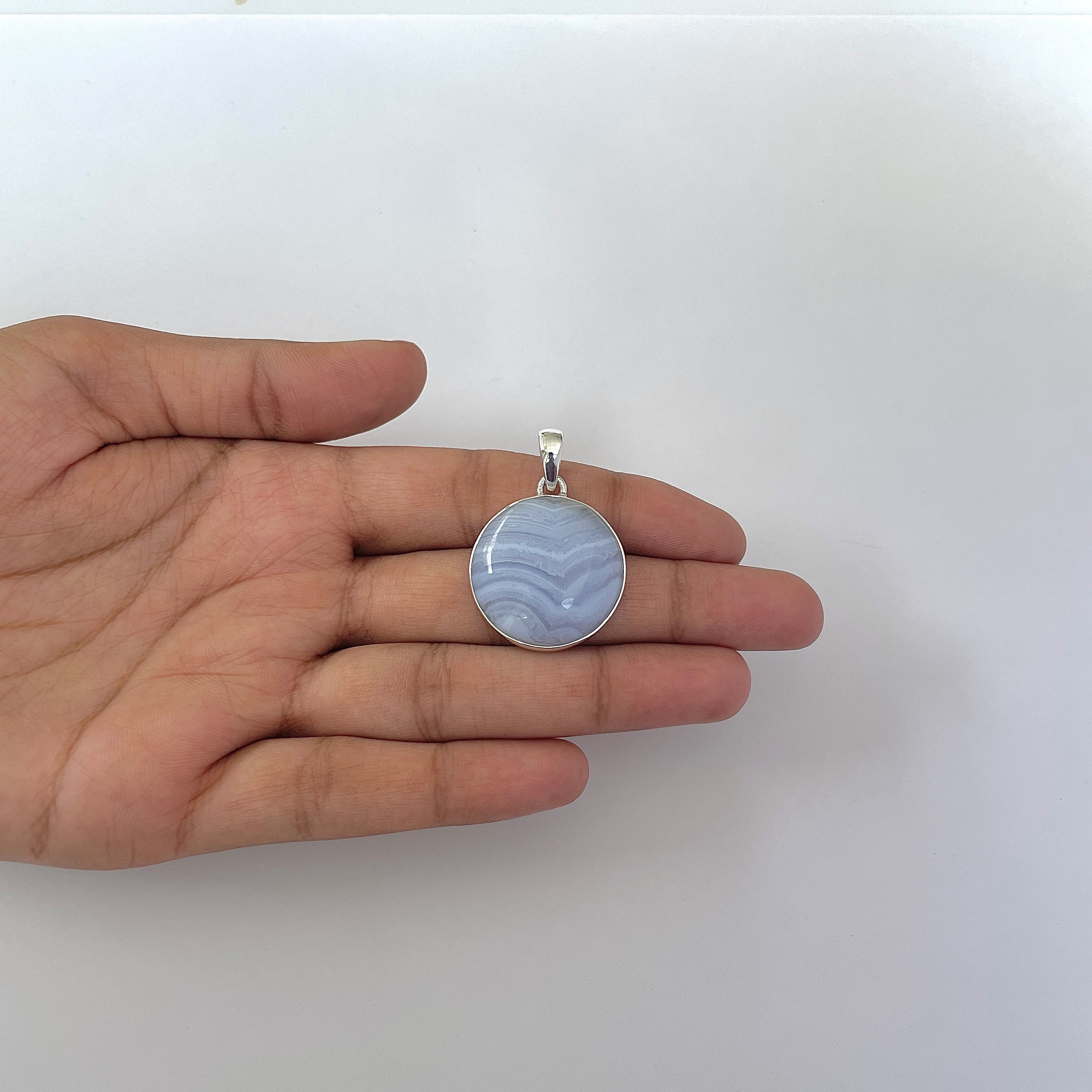 Blue Lace Agate Pendant-(BLA-1-40)