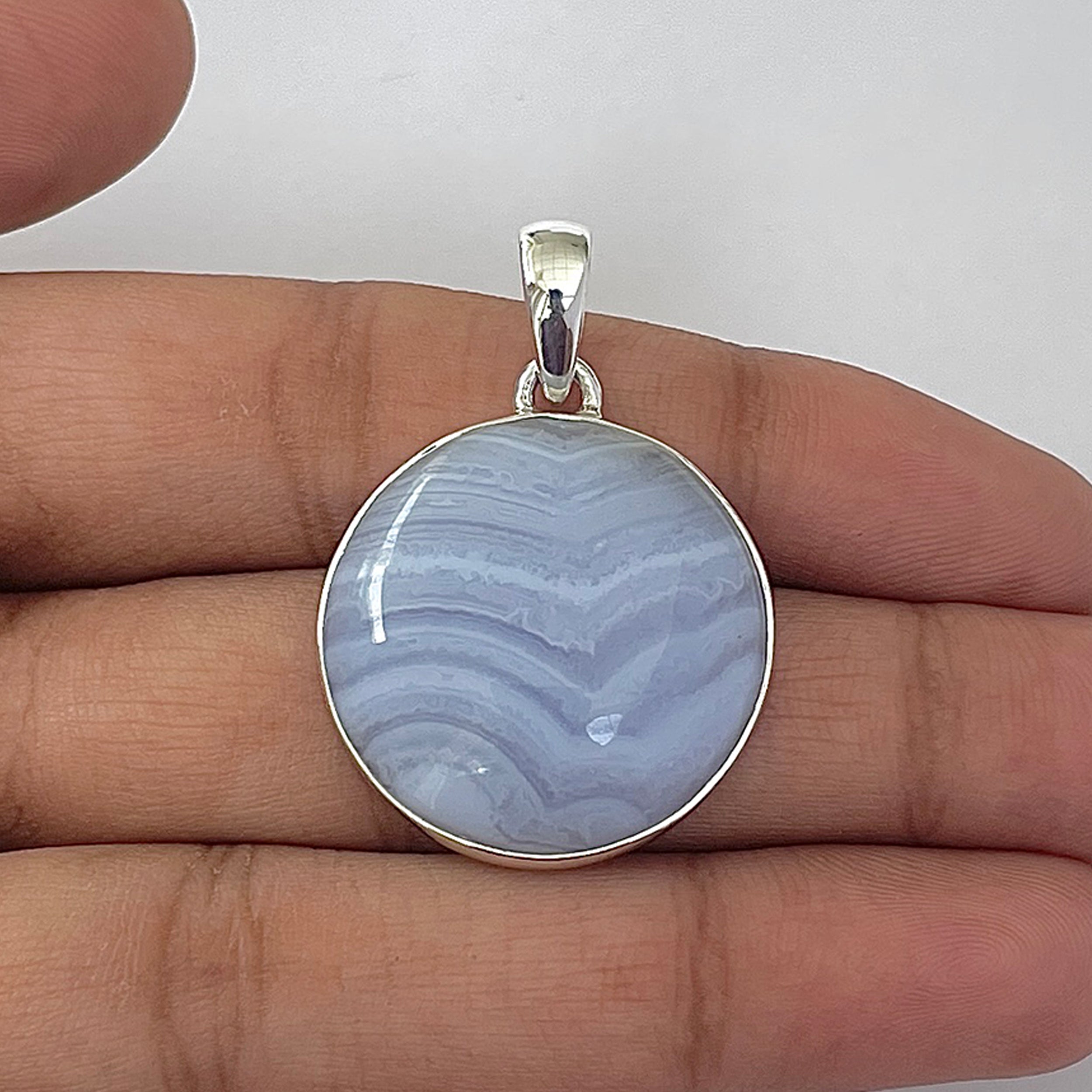 Blue Lace Agate Pendant-(BLA-1-40)