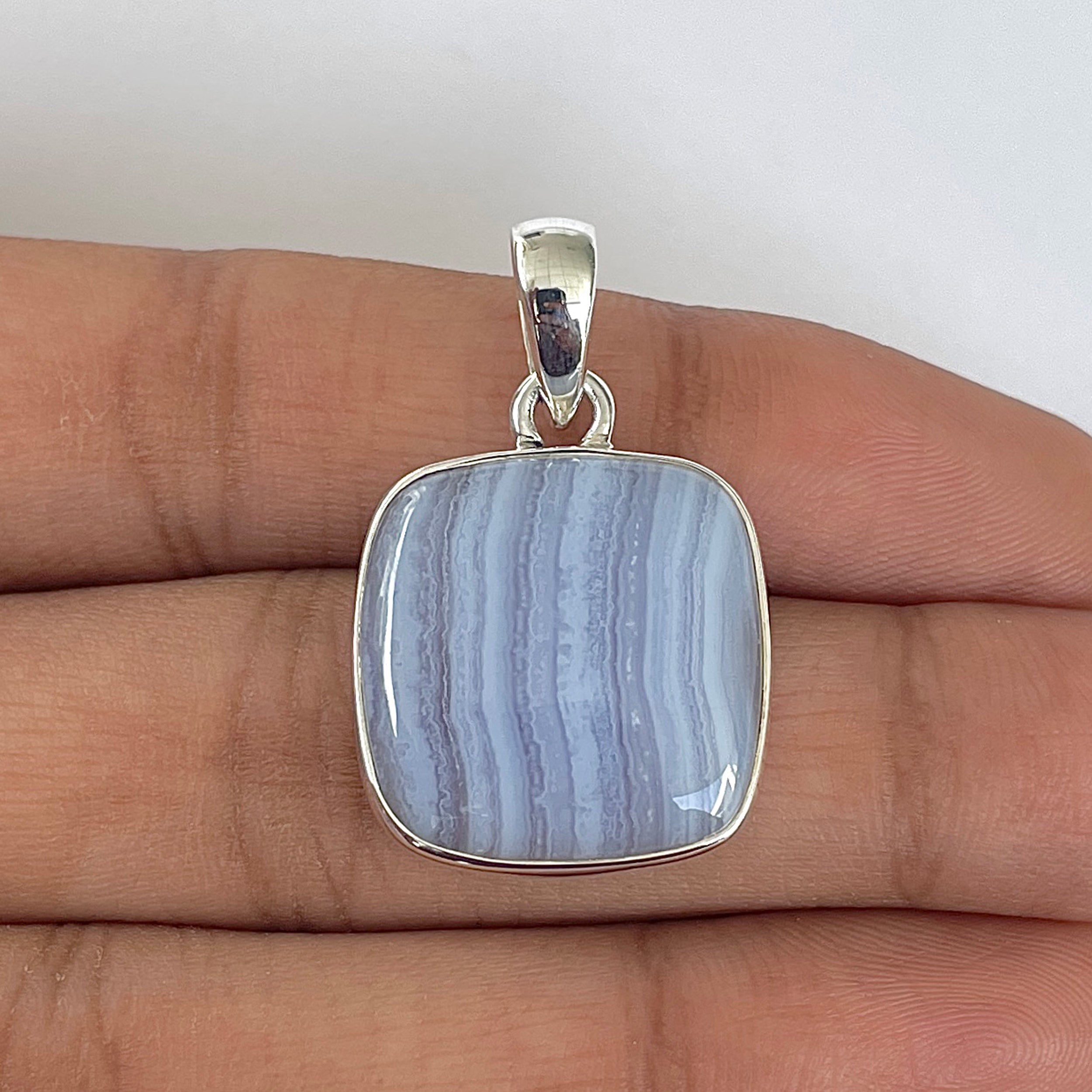 Blue Lace Agate Pendant-(BLA-1-41)
