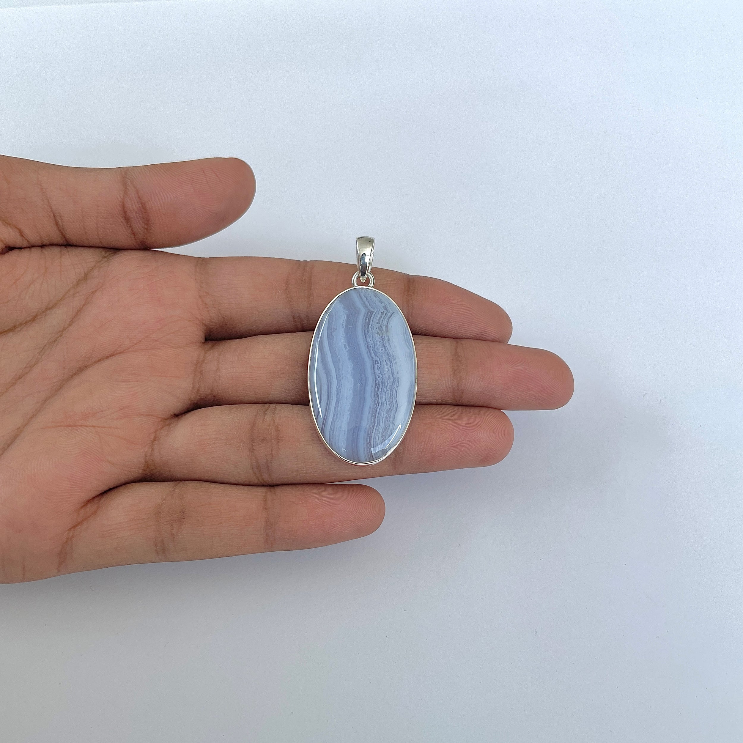 Blue Lace Agate Pendant-(BLA-1-42)