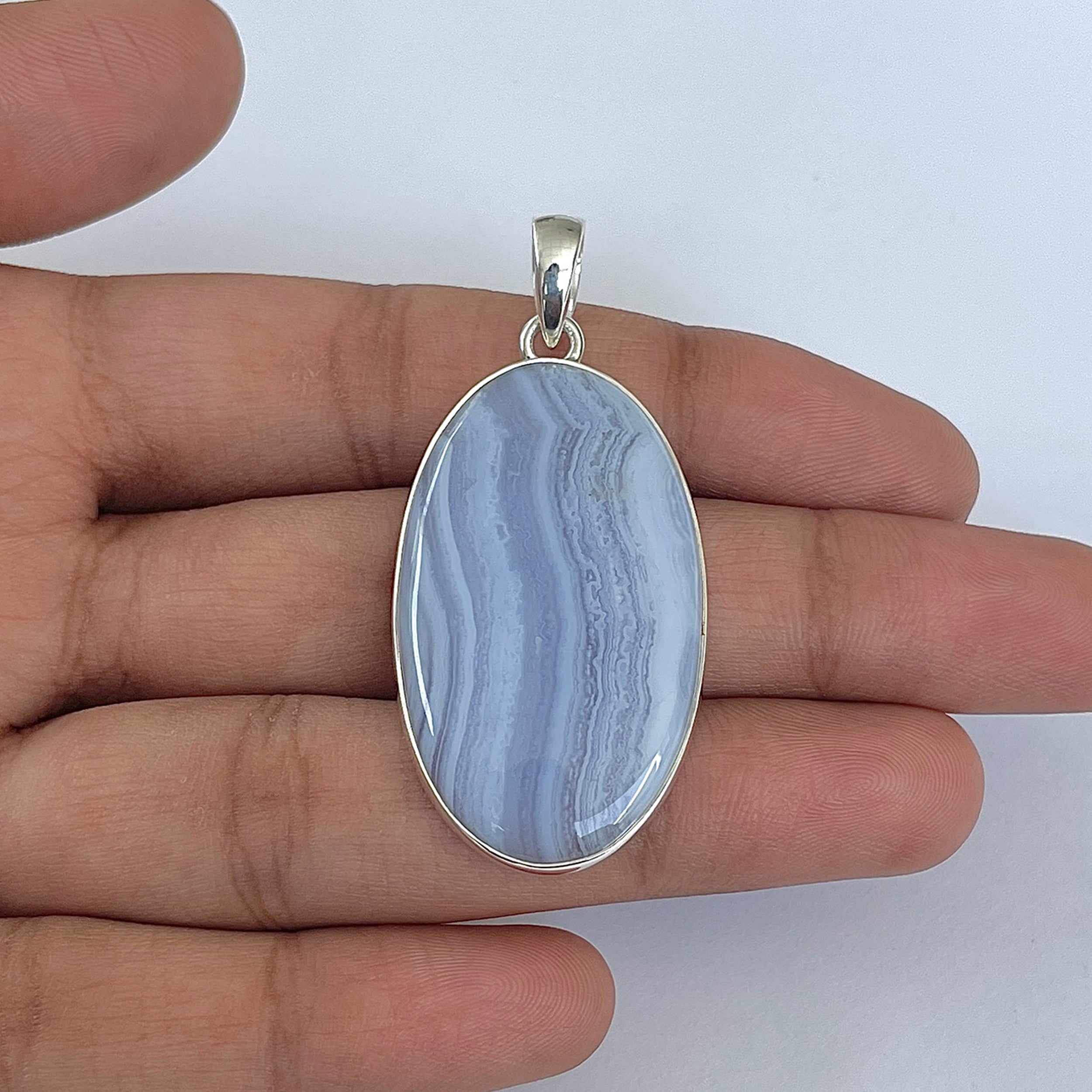 Blue Lace Agate Pendant-(BLA-1-42)